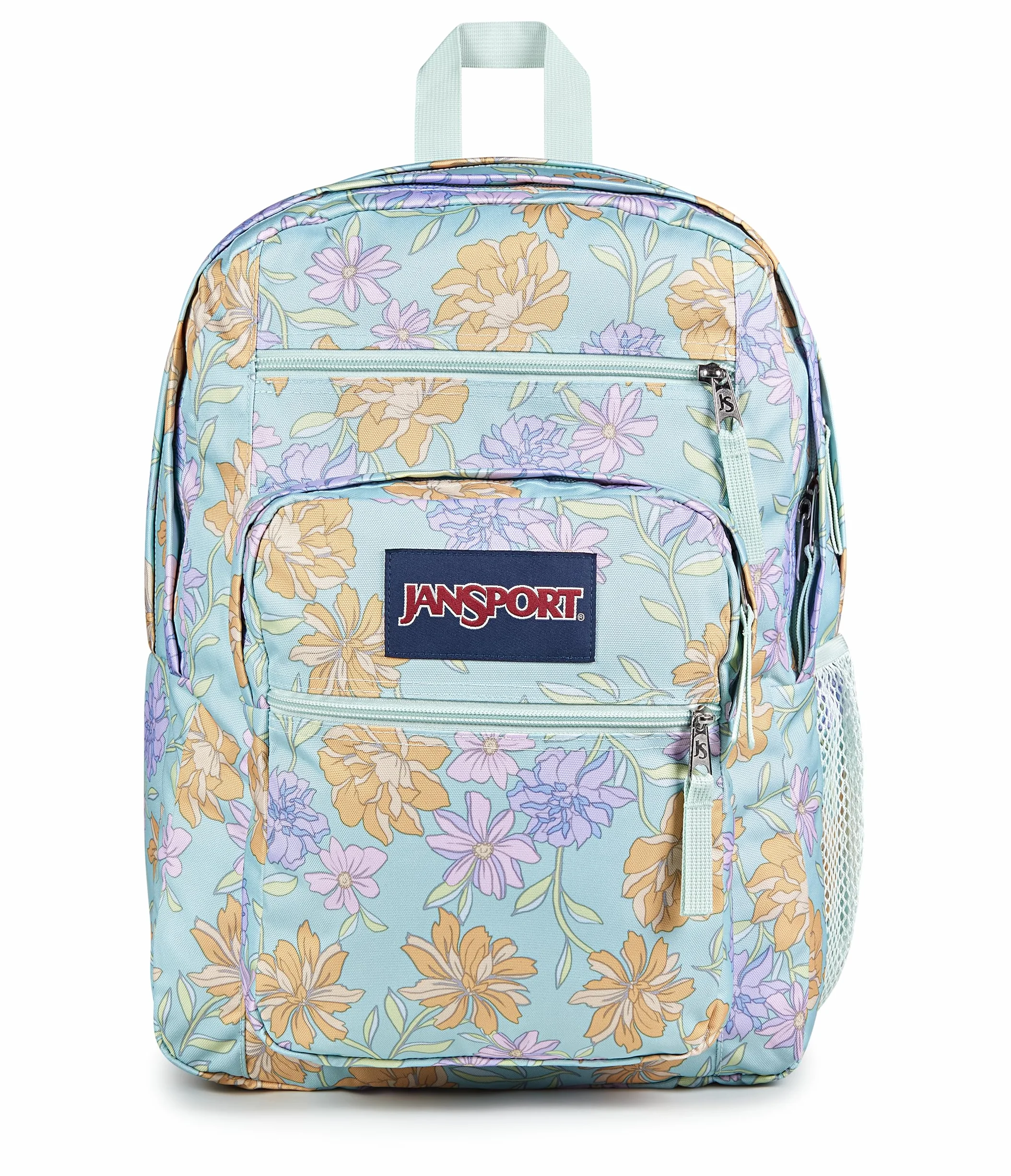 JanSport Plecak na laptopa – torba na komputer z 2 przegródkami, ergonomiczne paski na ramię, rękaw na laptopa 38.1 cm, uchwyt do zaciągania - wyblakły kwiatowy świeży miętowy