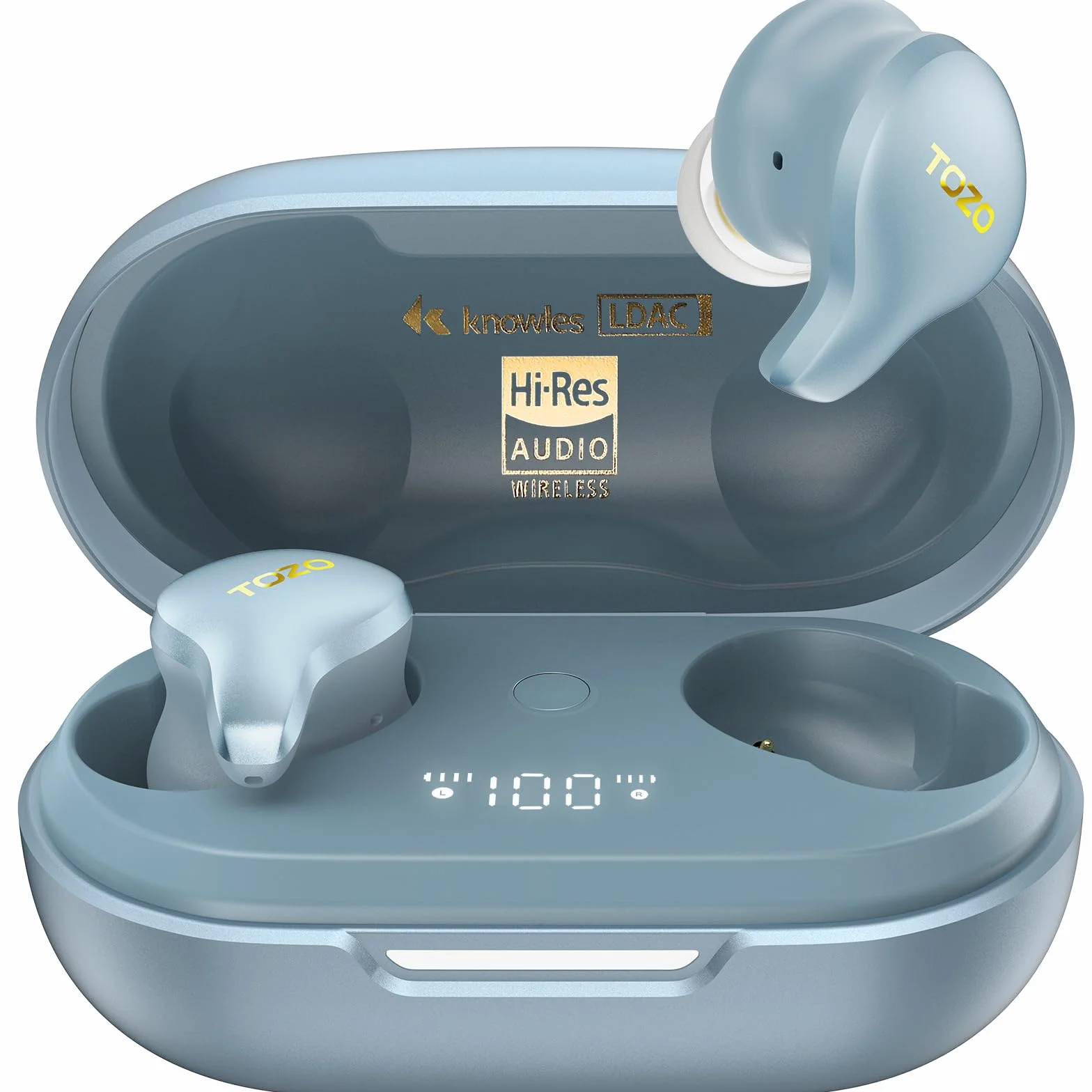 TOZO Golden X1 Bezprzewodowe słuchawki douszne Bluetooth, przetwornik Balanced Armature Driver i hybrydowy przetwornik dynamiczny OrigX Pro, LDAC i redukcja szumów Hi-Res Audio, Niebieski