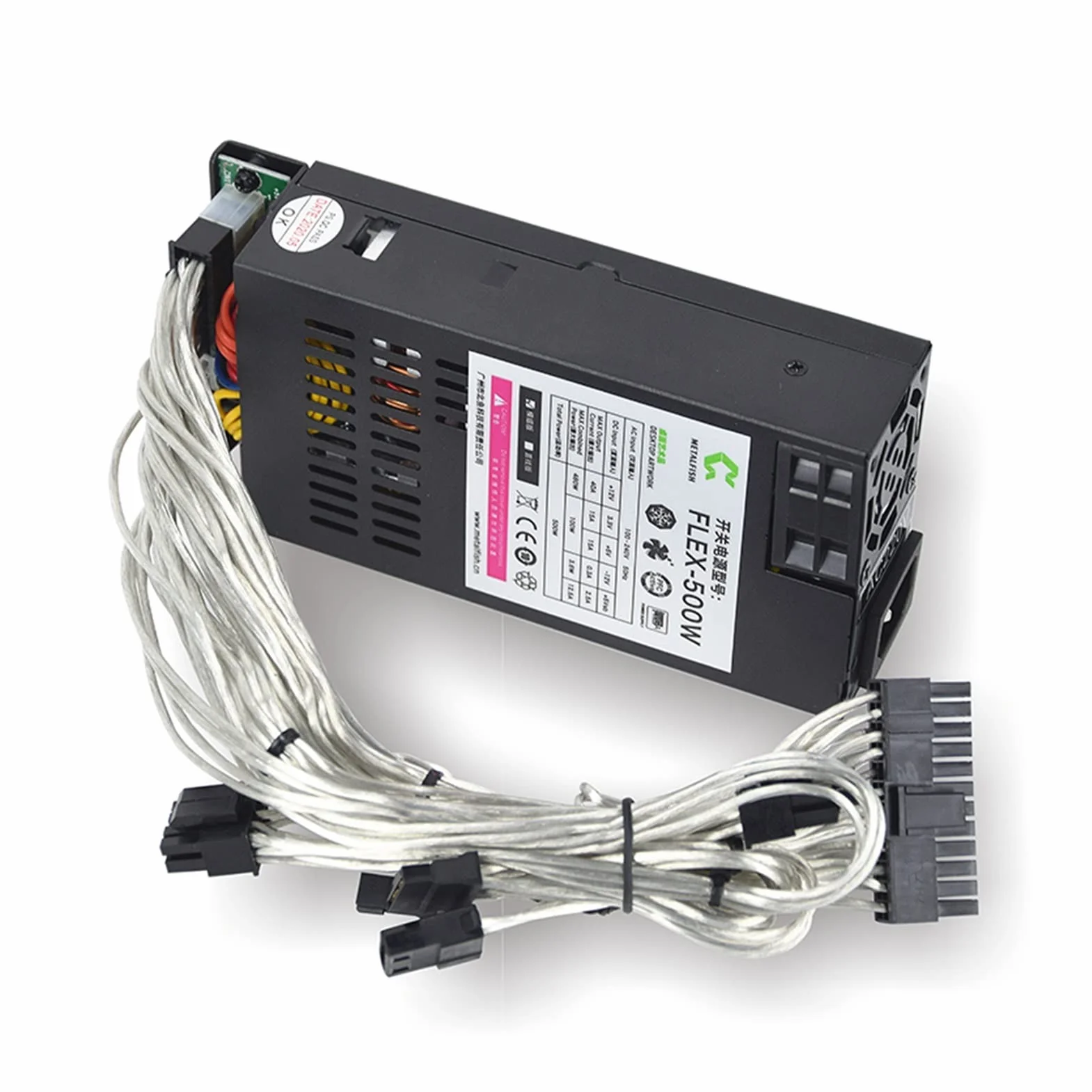 Zasilacz modułowy 500 W Mały zasilacz komputerowy 1U Flex-ATX 500W dla ITX PC Active PFC dla POS AIO