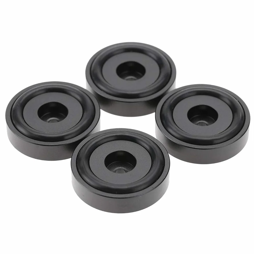 Garsent 4 szt. podkładki do wzmacniaczy, 40 x 10 mm, stop aluminium, uniwersalne, miedziane, kolce, podkładki, izolacja, piaskowanie, wzmacniacz, podkładki, stopy, czarne, 4 szt