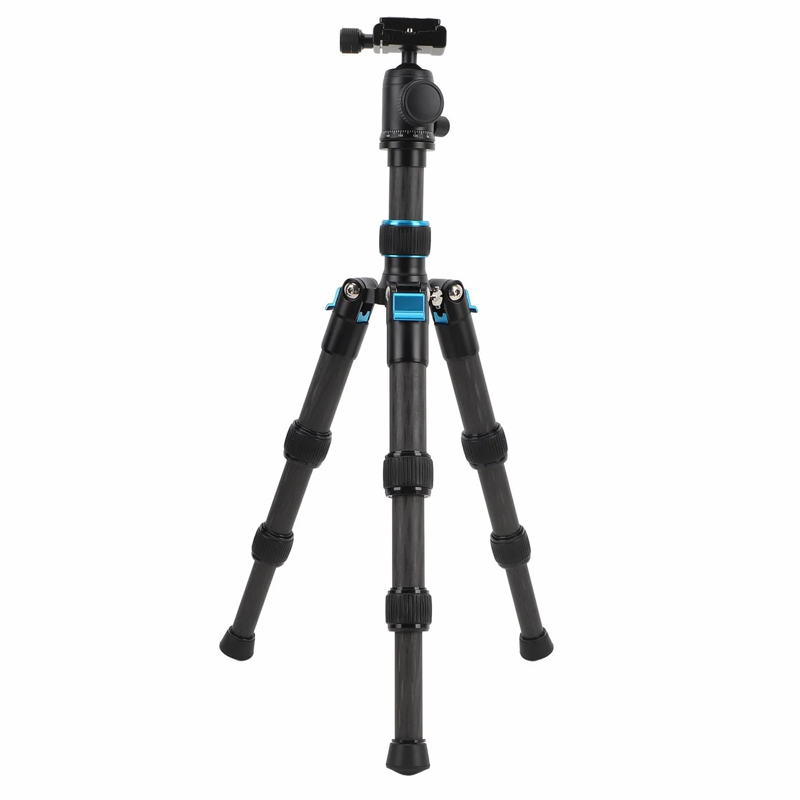 Statyw do Aparatu Stacjonarnego Akozon, Wysuwany Otwór na śrubę 1/4 Cala z Włókna Węglowego z głowicą kulową 360° do Płytki Arca QR z poziomicą Mini Statyw do Aparatu DSLR