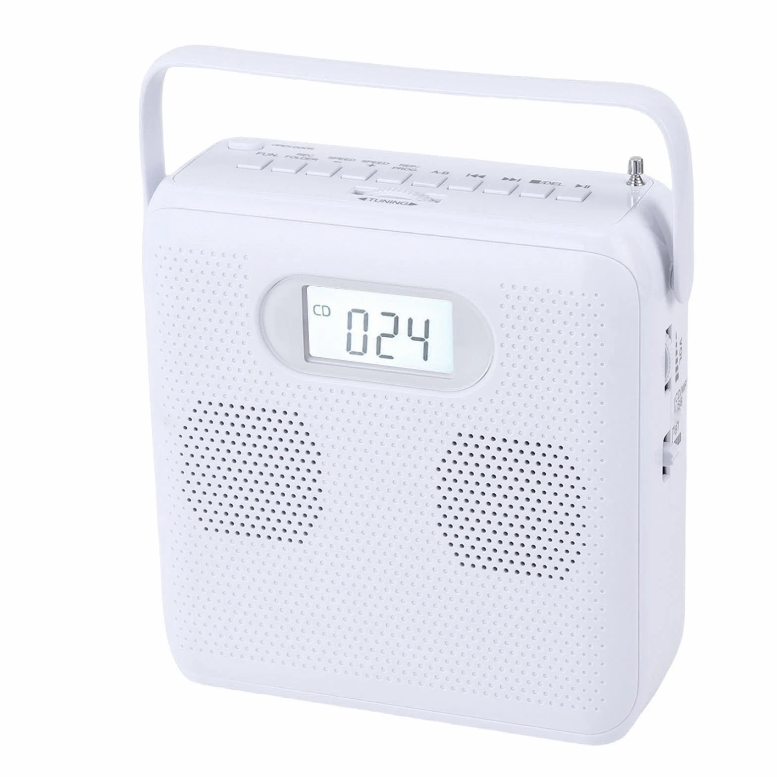 Bewinner Przenośny Odtwarzacz CD z Radiem Bluetooth i FM, Odtwarzacz Muzyki Mp3 Mp3 z Uchwytem, ​​wbudowane Głośniki, Wejście aux, Podwójna Moc do Użytku Domowego i na Zewnątrz