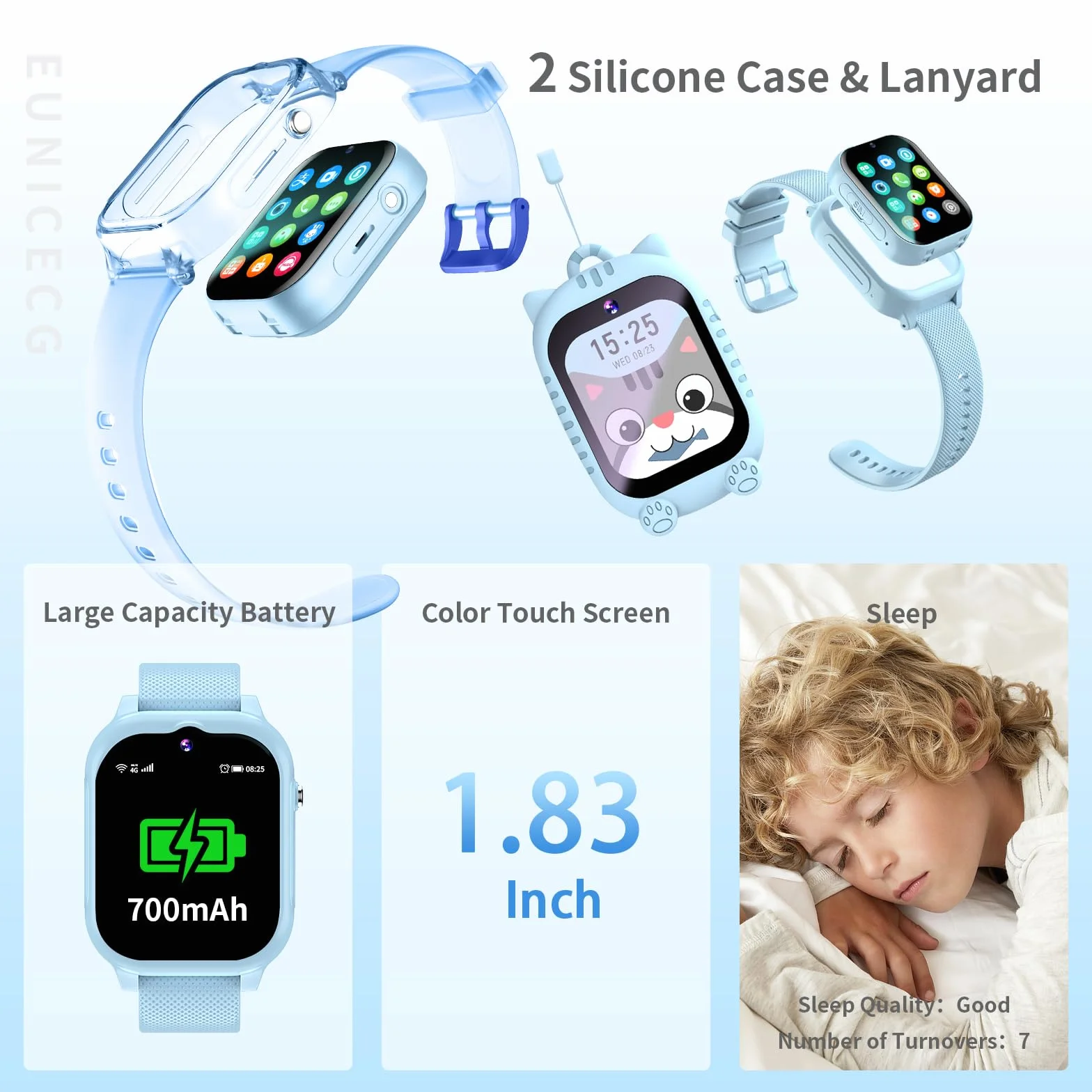 4G Smartwatch Dla Dzieci Chłopcy Dziewczynki Tracker GPS Telefon | SOS Rozwołanie Wideo Krokomierz Budzik Kalkulator Wodoodporne Cyfrowe Zegarek dla Dziecka Urodziny Prezenty