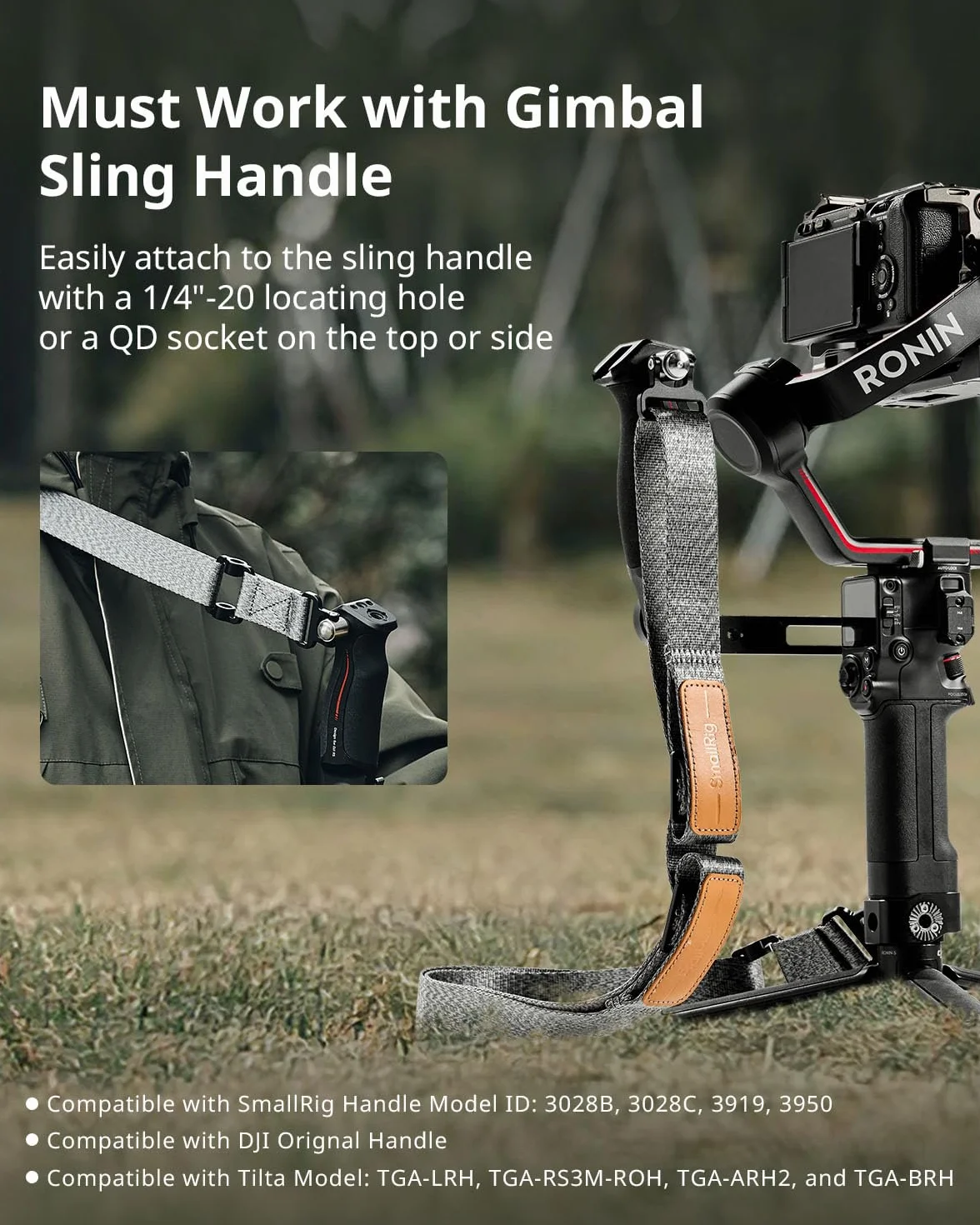 Pasek na ramię SMALLRIG RS3 RS2 redukujący wagę, kompatybilny z uchwytem do zawieszenia dla DJI, pasem gimbalowym z klamrami QD Quick Release dla DJI RS4 / RS 4Pro / RS 3 / RS 3 Pro/RS 2-4118 | DJI RS 5, RS4 Pro, RS4, RS3 Pro, RS3, RS2