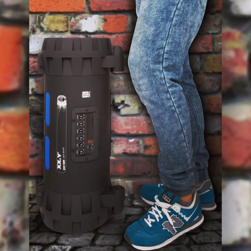 XX.Y P-127J przenośny głośnik Bluetooth Boom Box (NFC) z wbudowanym akumulatorem/wejściem audio do mikrofonu/instrumentu muzycznego/odtwarzacza MP3, czarny