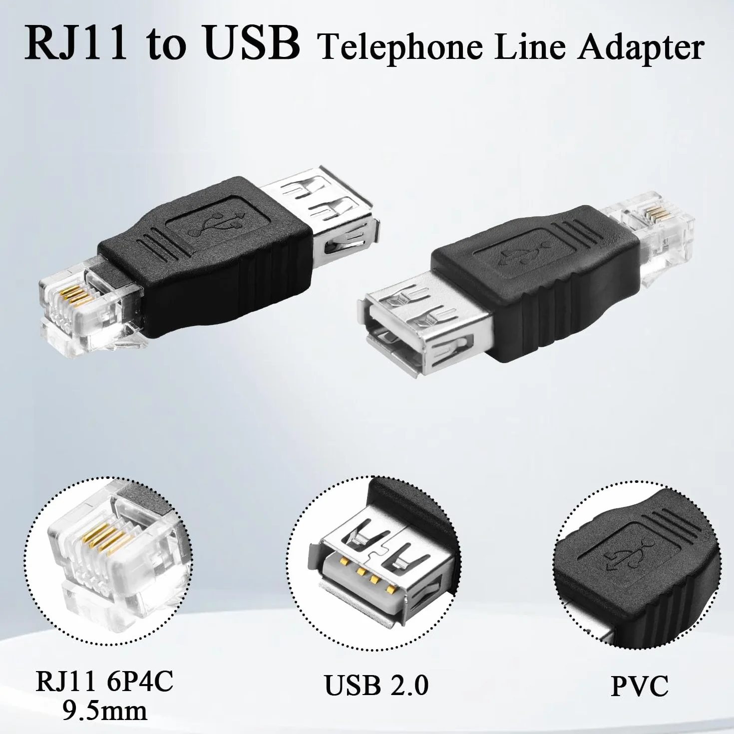 QIANRENON RJ11 konwerter linii telefonicznej 6P4C męski na USB A żeński