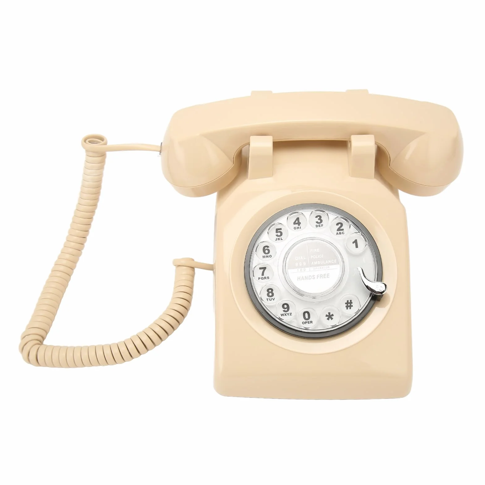 Ausla Telefon Obrotowy w Stylu Retro, materiał ABS, Dzwonek Mechaniczny, Telefon Stacjonarny w Stylu Vintage z łatwym Wybieraniem do Użytku w Biurze Domowym (Beżowy)