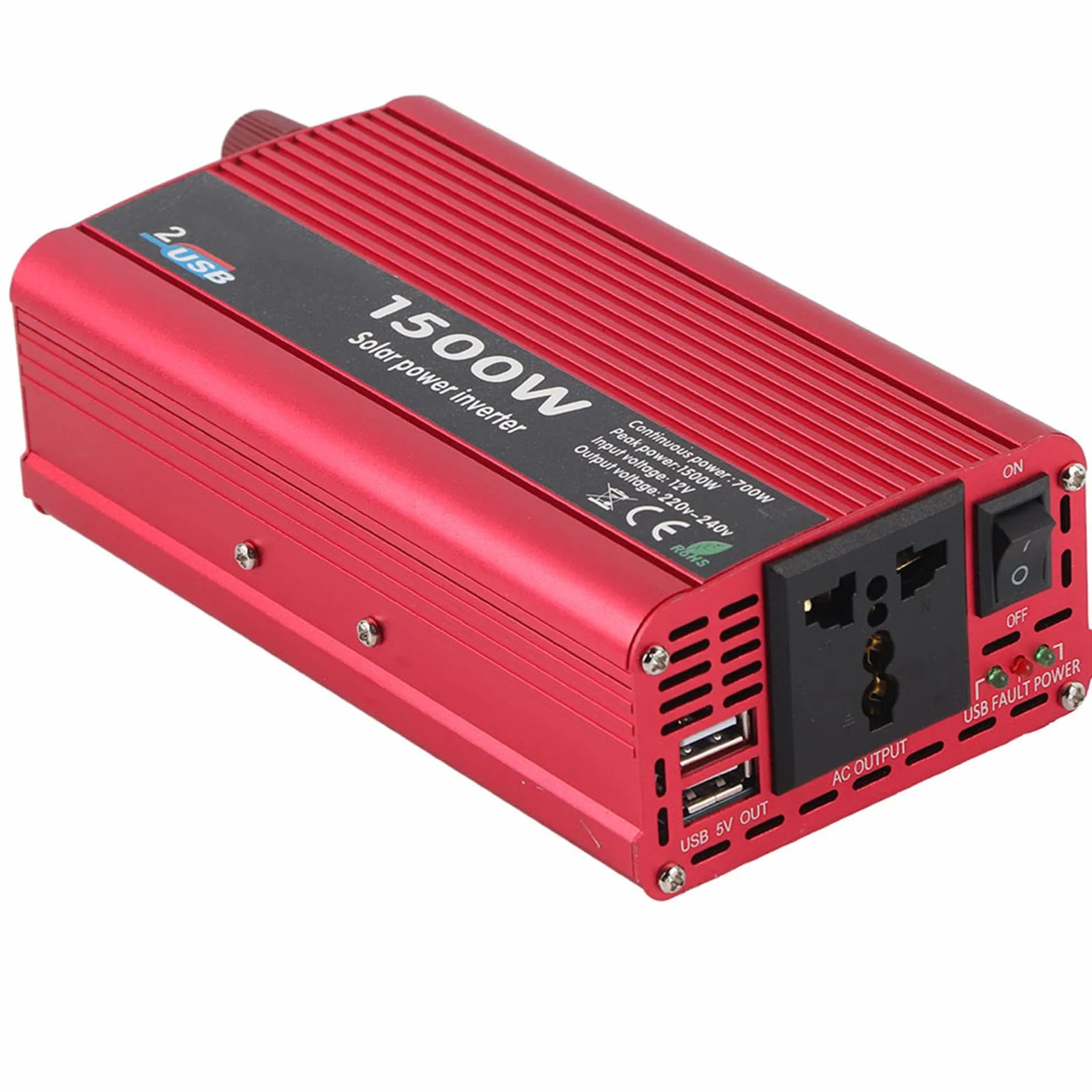 Pongnas Samochodowy 1500 W DC 12 V na AC 230 V z Podwójnym Adapterem USB — Idealny do Laptopów i Gadżetów
