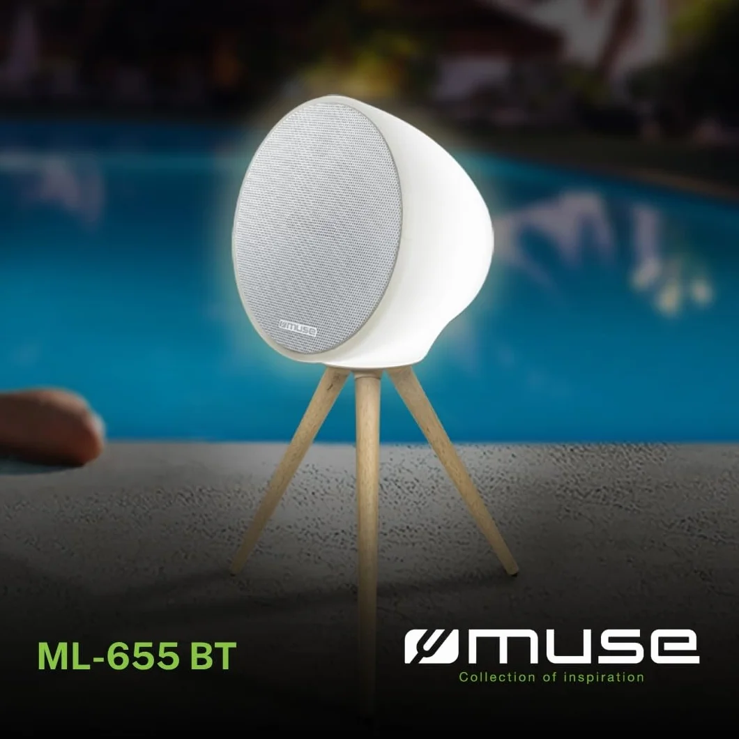 MUSE ML-655 BT | przenośny głośnik HiFi z magnetycznym statywem i światłem otoczenia (RGB) | Bluetooth | duży akumulator 6600 mAh