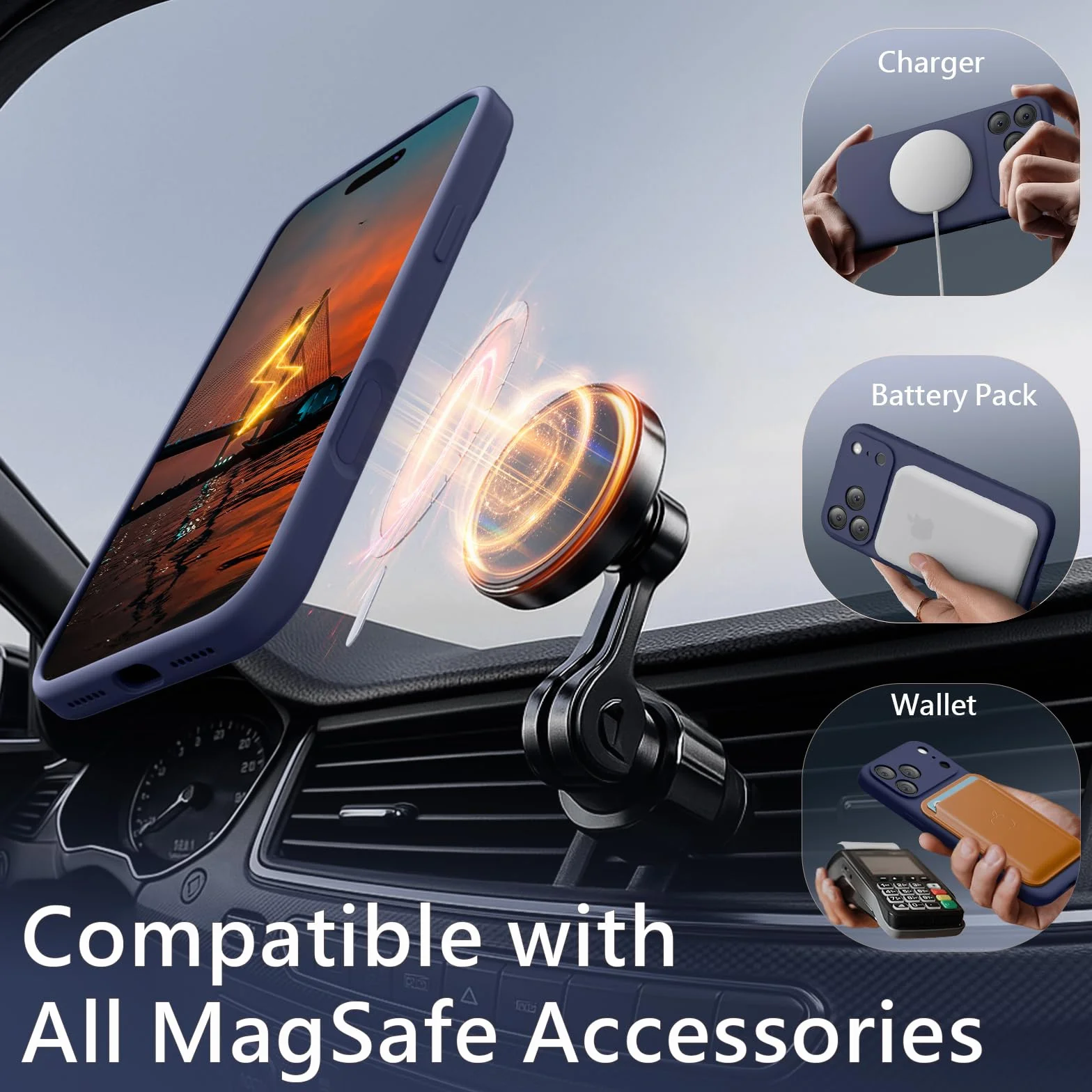 FireNova Magnetic for iPhone 17 Pro Case, kompatybilne z MagSafe, [zintegrowany silikonowy przycisk sterowania aparatem] [ochrona aparatu] odporne na zarysowania etui na telefon komórkowy, 6,3