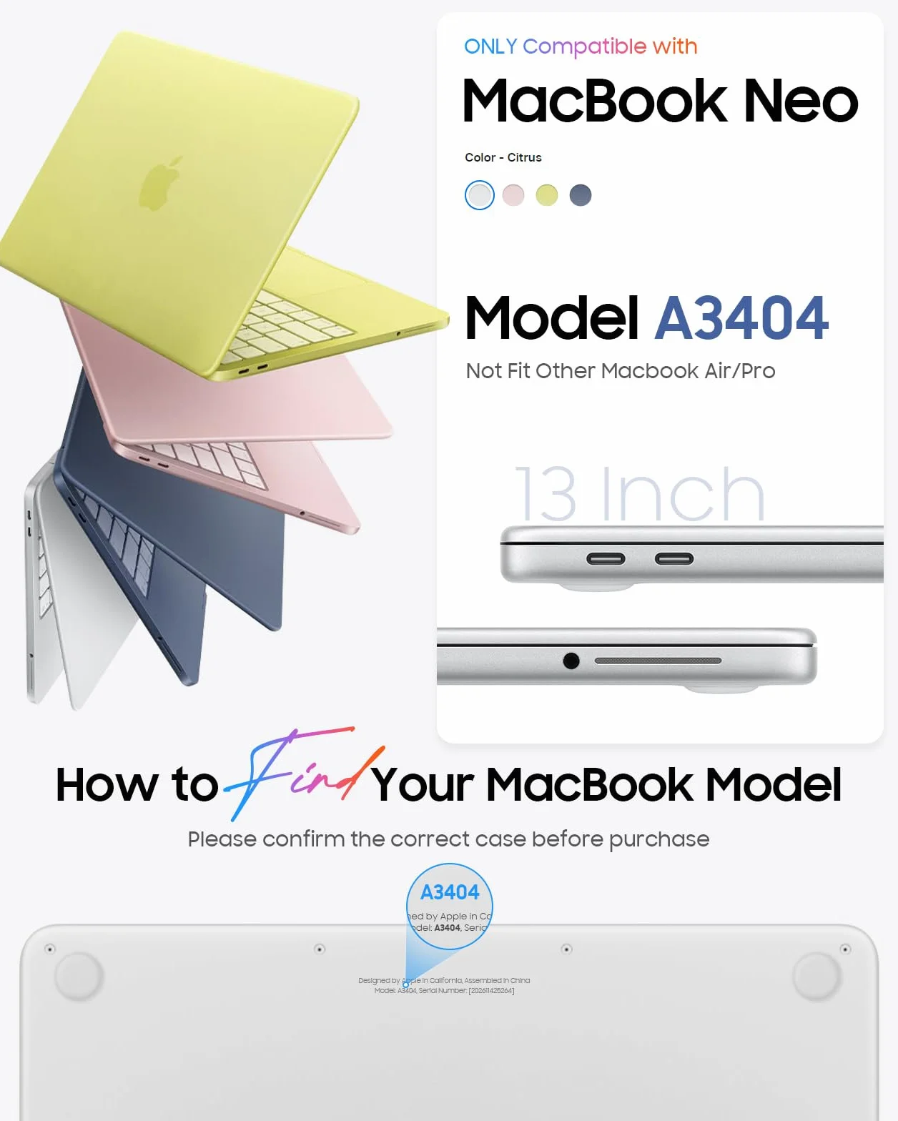Fintie Etui kompatybilne z MacBook Neo 13 cali A3404 z chipem A18 Pro 2026 - wytrzymałe hybrydowe etui ochronne z TPU, przezroczyste