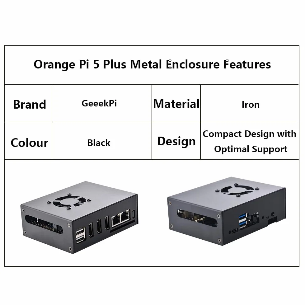 Orange Pi 5 Plus Metalowa Obudowa z Wentylatorem 40mm i Radiatorami