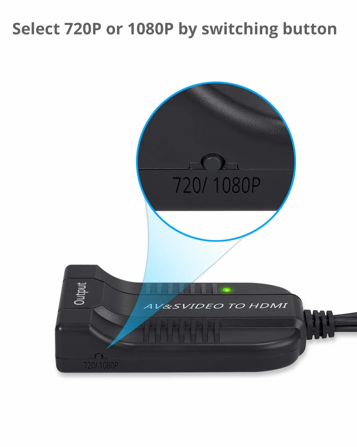 AV CVBS S-Video na HDMI Konwerter kompozytowy 3RCA na HDMI Obsługa 1080P z kablem Micro do HDTV DVD