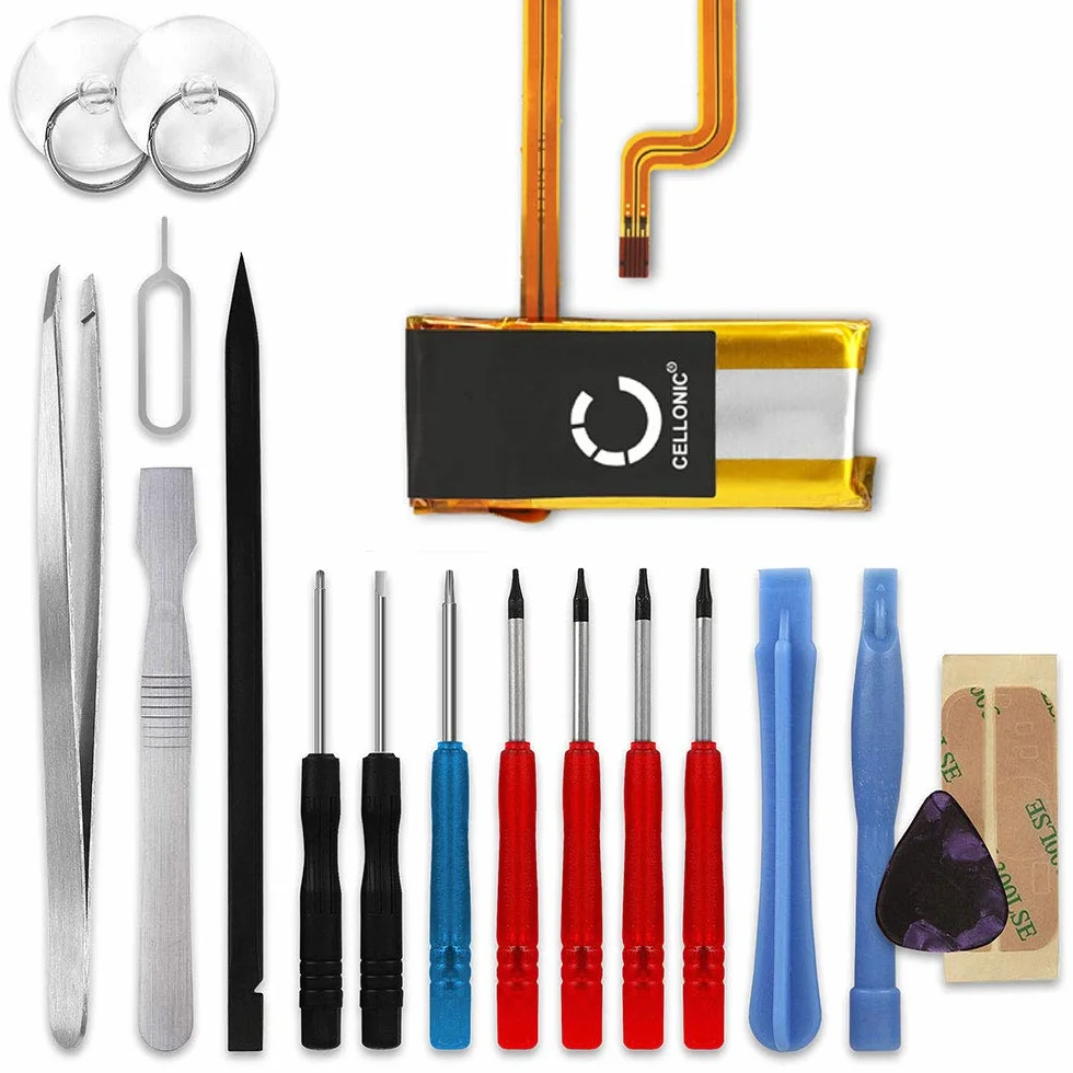 Bateria CELLONIC® kompatybilna z Apple iPod 5 Gen A1136 5,5 generacji A1136 iPod 6 Gen A1238 Classic Pod 7 Gen A1238 Classic pod koniec 2008 2009, 604417 616-022 616-0230 616-044 12 450 mAh zamiennik zestawu narzędzi