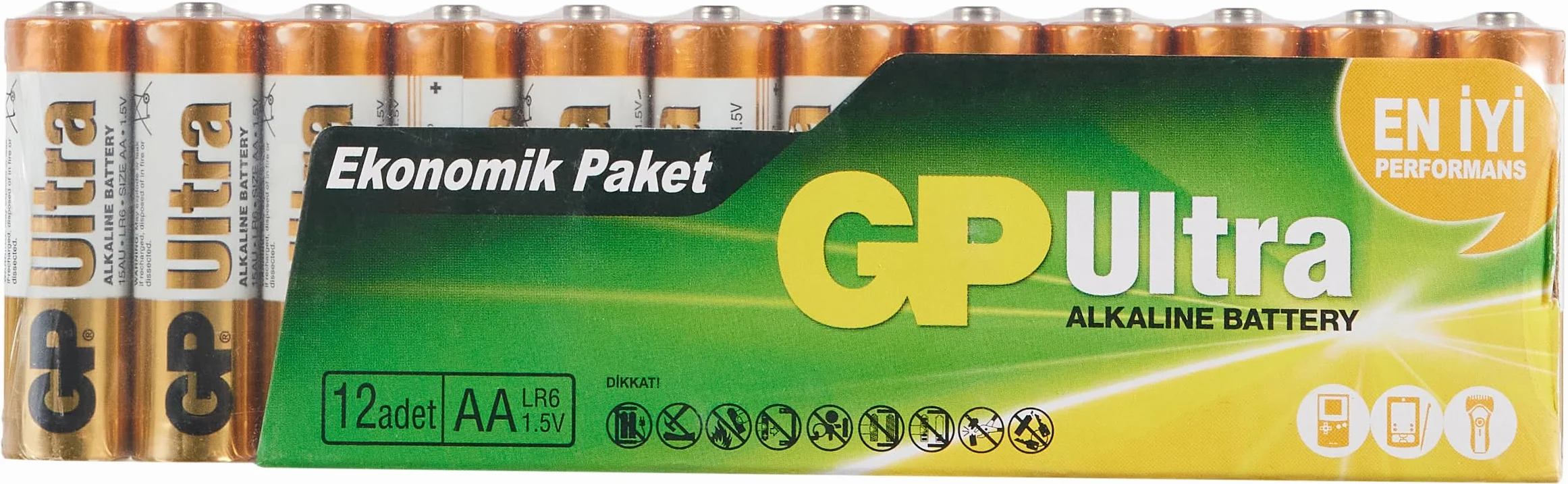 GP Ultra Alkaline LR6 AA 1,5V Bateria alkaliczna 1,5 V Pojedyncza - Baterie (Single-Use Batterie, AA, Alkaliczny, Cylindryczny, 1,5V, 12 sztuk)