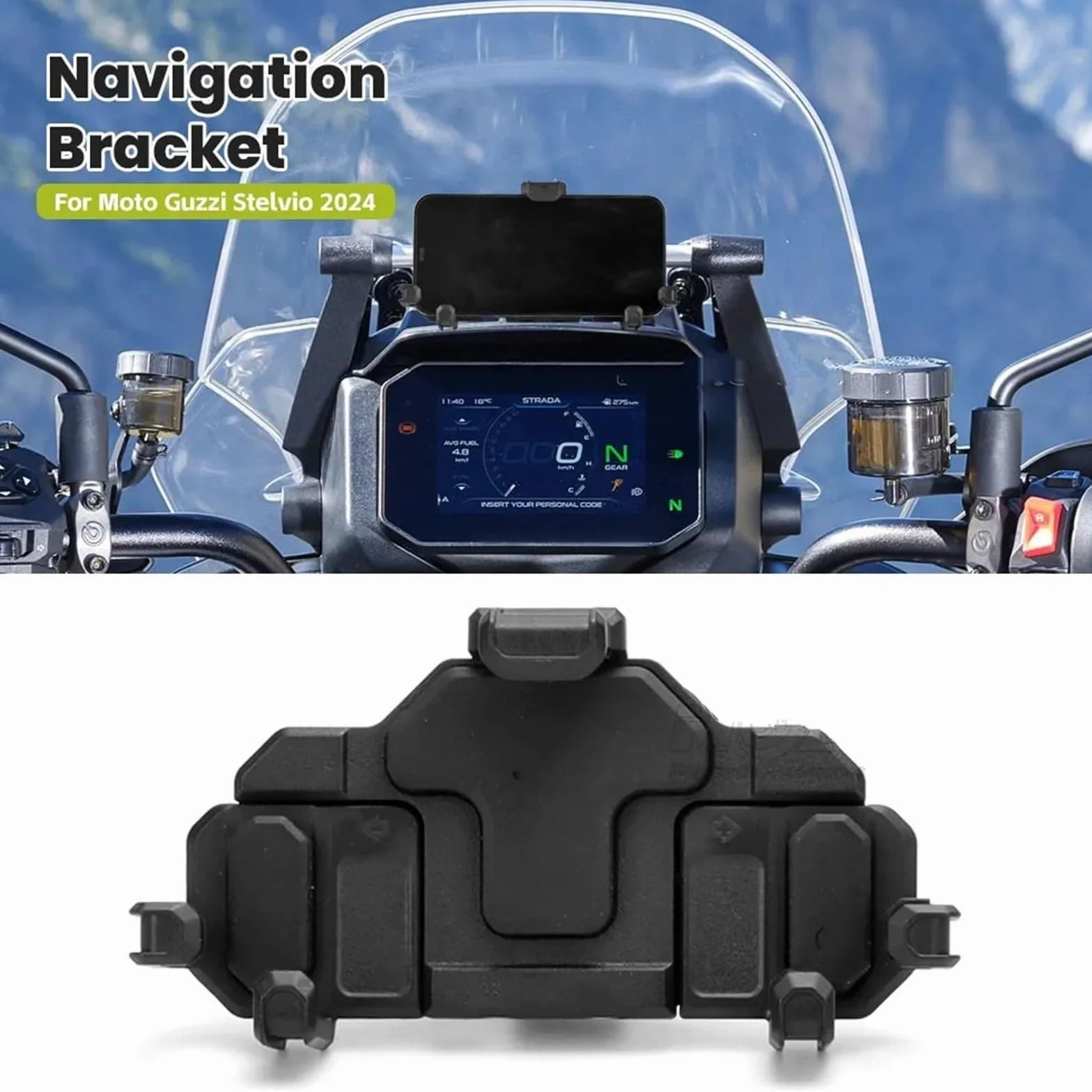 Pasuje do Guzzi Pasuje do Stelvio 2024 Akcesoria motocyklowe Uchwyt na telefon GPS Stojak nawigacyjny Stojak na telefon z amortyzatorem Uchwyt do nawigacji GPS uchwyt Uchwyt do nawigacji