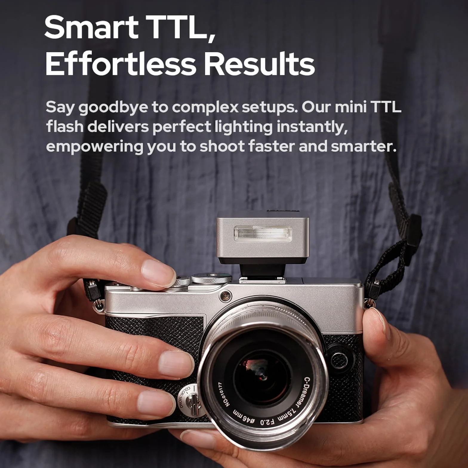 Godox iT20-R TTL mini lampa błyskowa do Ricoh GR III, iT20R kompaktowa lampa błyskowa, kompatybilna z P-TTL, akumulator wielokrotnego ładowania USB, magnetyczny filtr kolorowy w zestawie