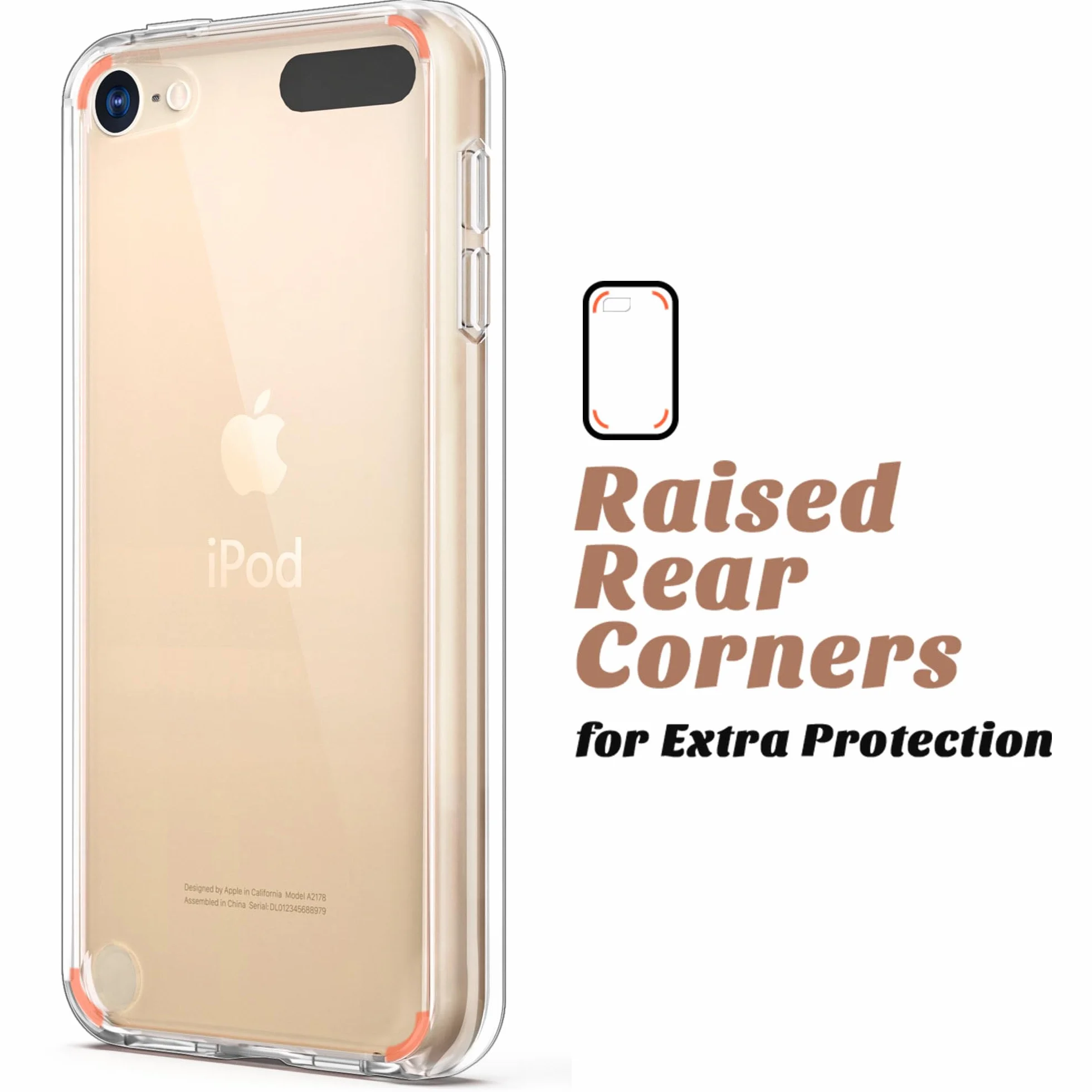 Etui ULAK iPod Touch 7, iPod Touch 6/5 z 2 osłoną ekranu, przezroczyste, cienkie, miękkie TPU odporne na wstrząsy etui do Apple iPod Touch 5/6 / 7 generacji (2019), przezroczyste