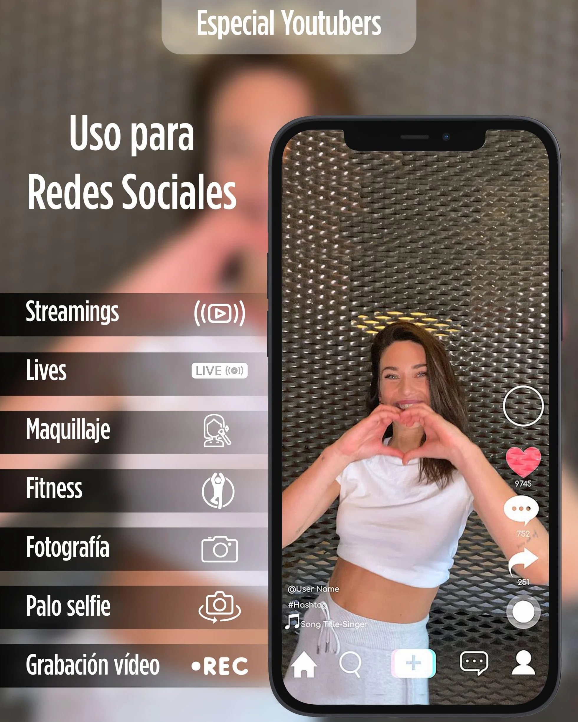 Ksix Studio Live pierścień LED ze statywem do smartfona
