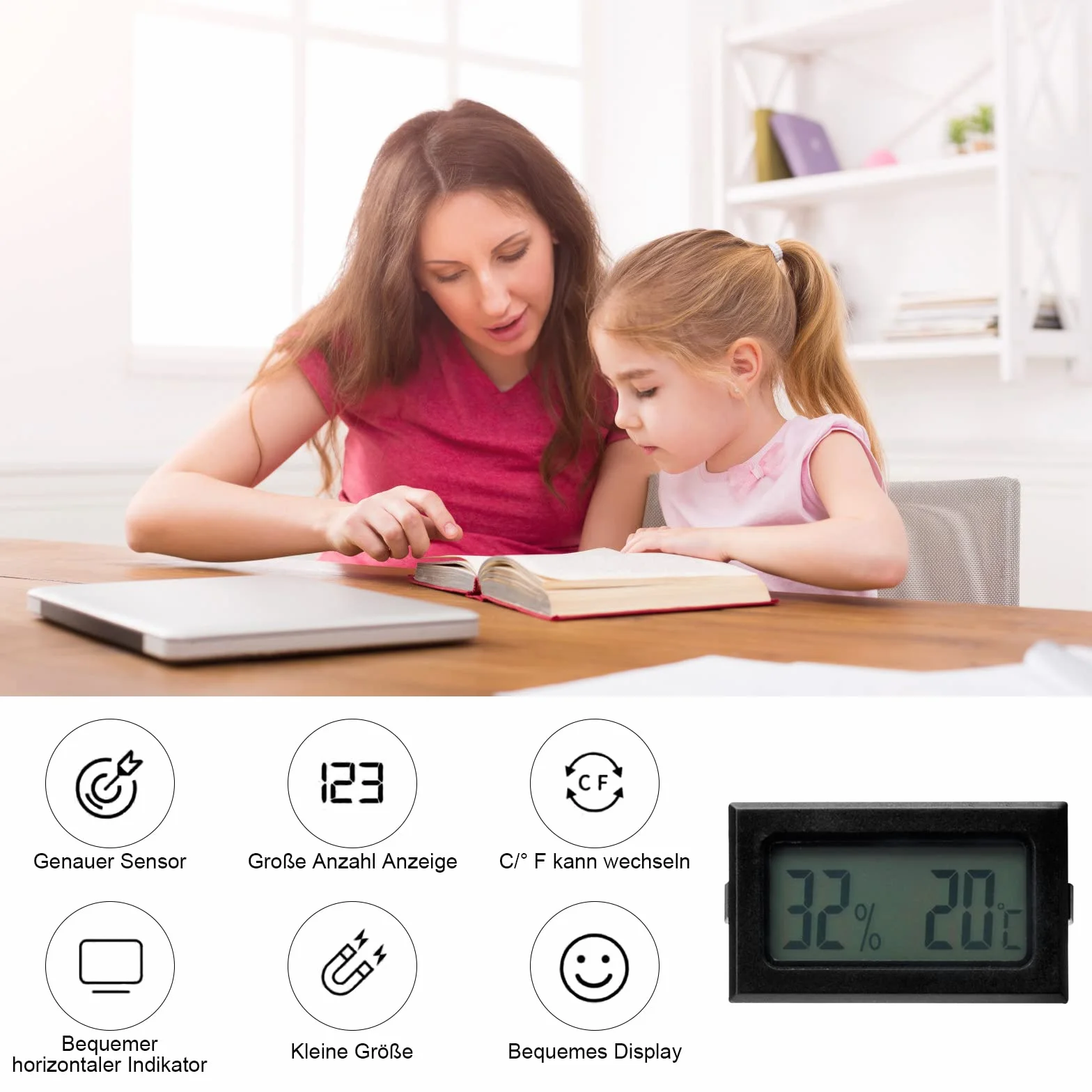 5 Sztuk Mini Cyfrowy Termometr Higrometr LCD - Wewnętrzny Pomiar Temperatury i Wilgotności w Domu, Środowisko dla Szklarni