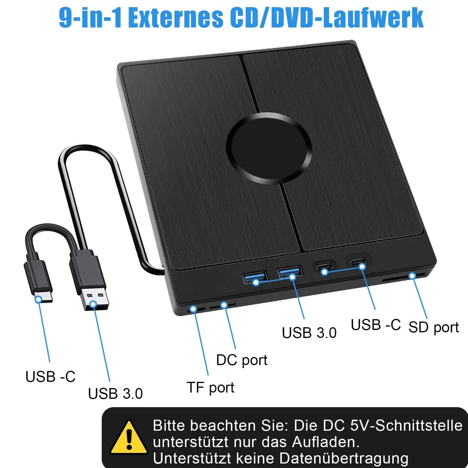 Zewnętrzny napęd DVD USB 3.0 SD/TF do laptopa MacBook Windows Linux