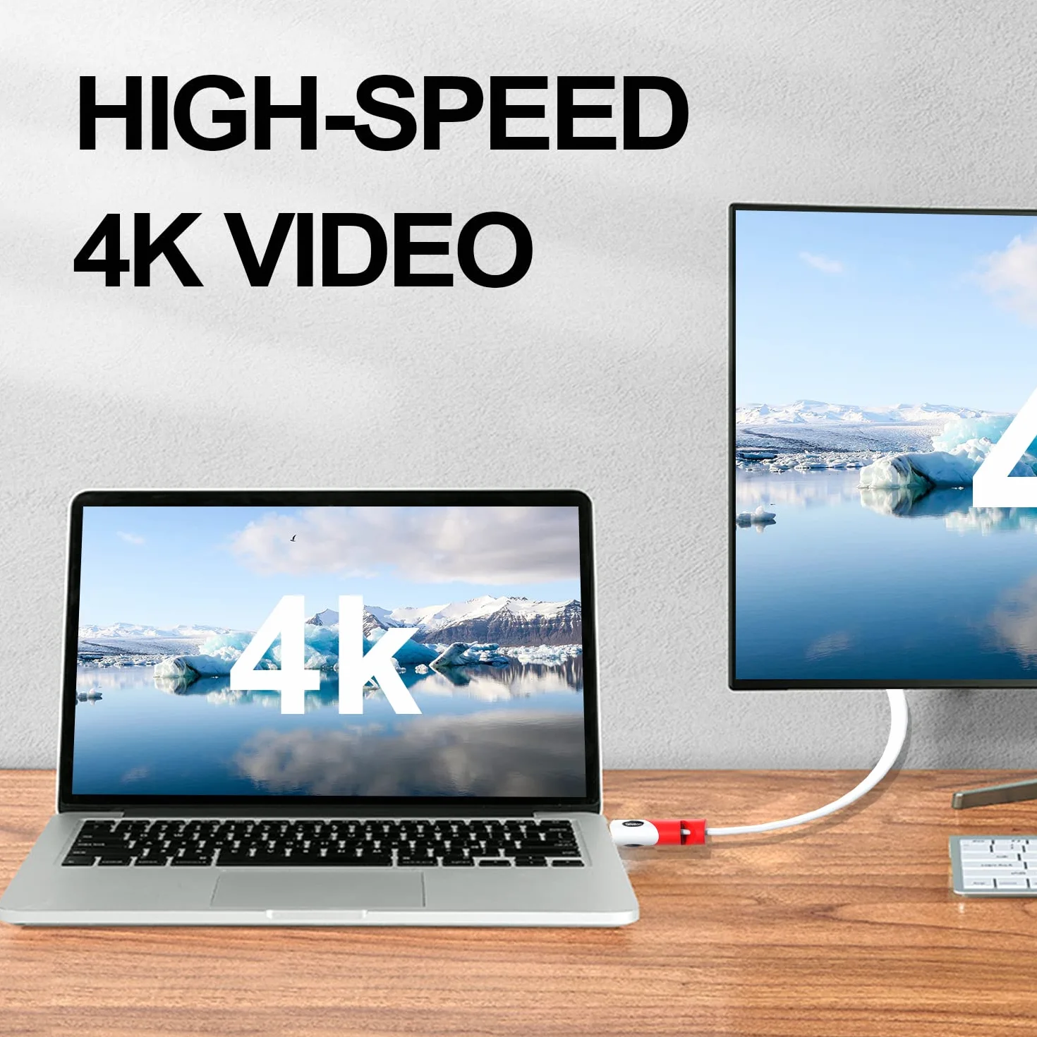 Płaski kabel HDMI o wysokiej prędkości (30 stóp) obsługuje 4K 2160P, 3D, 1080P, kanał zwrotny audio