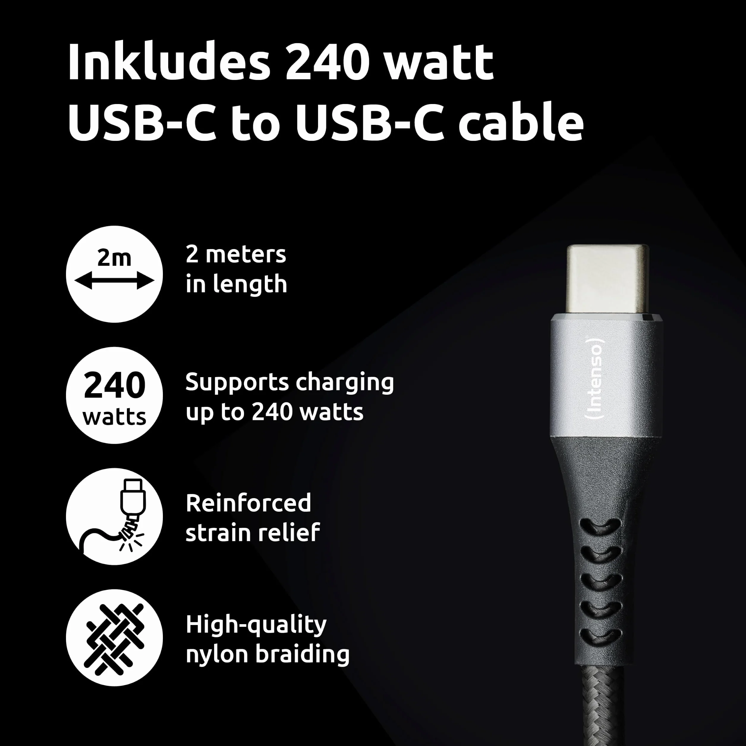 Intenso W100ACC+C520C, zestaw Power Adapter + kabel do ładowania, 100 W, szybkie ładowanie, GaN, 3 urządzenia jednocześnie, do laptopa, MacBooka, iPhone'a, Samsunga i innych, czarny