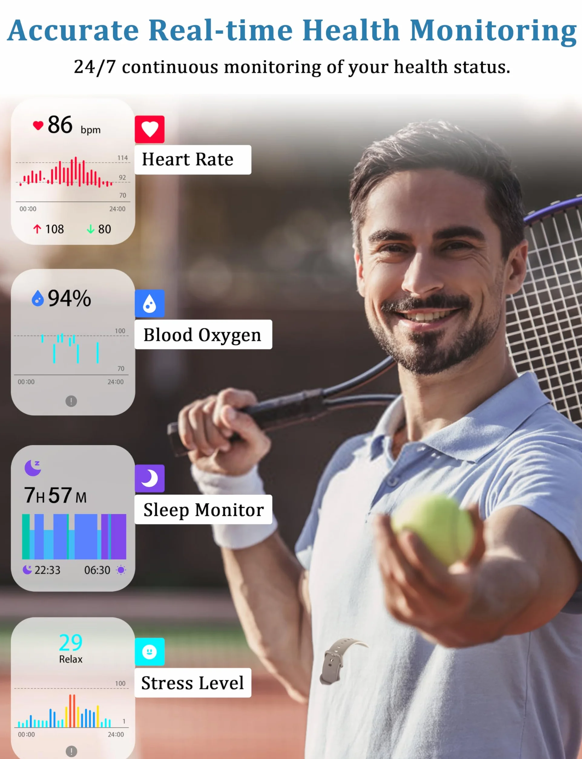 Inteligentny zegarek, wbudowany Alexa, odbieranie/nawiązywanie połączeń, inteligentny zegarek dla kobiet i mężczyzn, smartwatch 1,83'', wodoodporny zegarek sportowy IP68, pulsometr SpO2, monitor