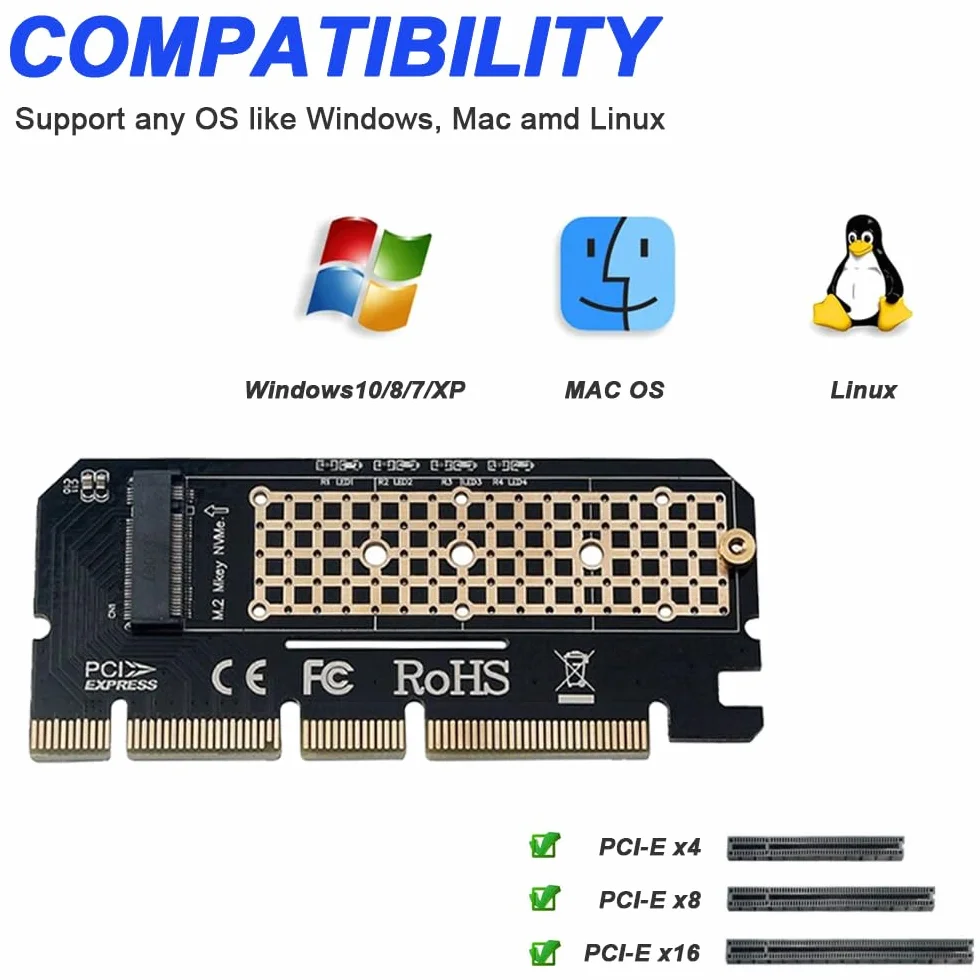 M.2 NVMe na PCIe 4.0 X16/X8/X4 karta adaptera do M.2 NVMe SSD, z aluminiowym radiatorem M.2, obsługuje 2230, 2242, 2260, 2280 Solid State Drives (2 sztuki)