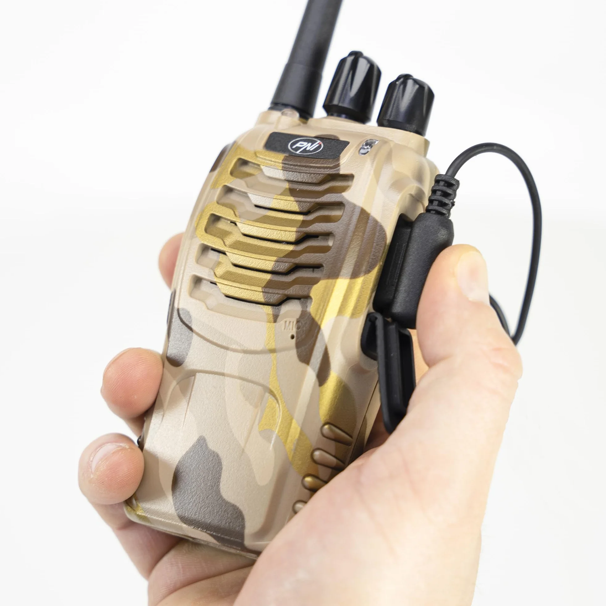 PNI PMR R40 Camo przenośny nadajnik radiowy, zestaw 10 sztuk, 0,5 W, 16 PMR, baterie 1200 mAh, z ładowarkami i słuchawkami