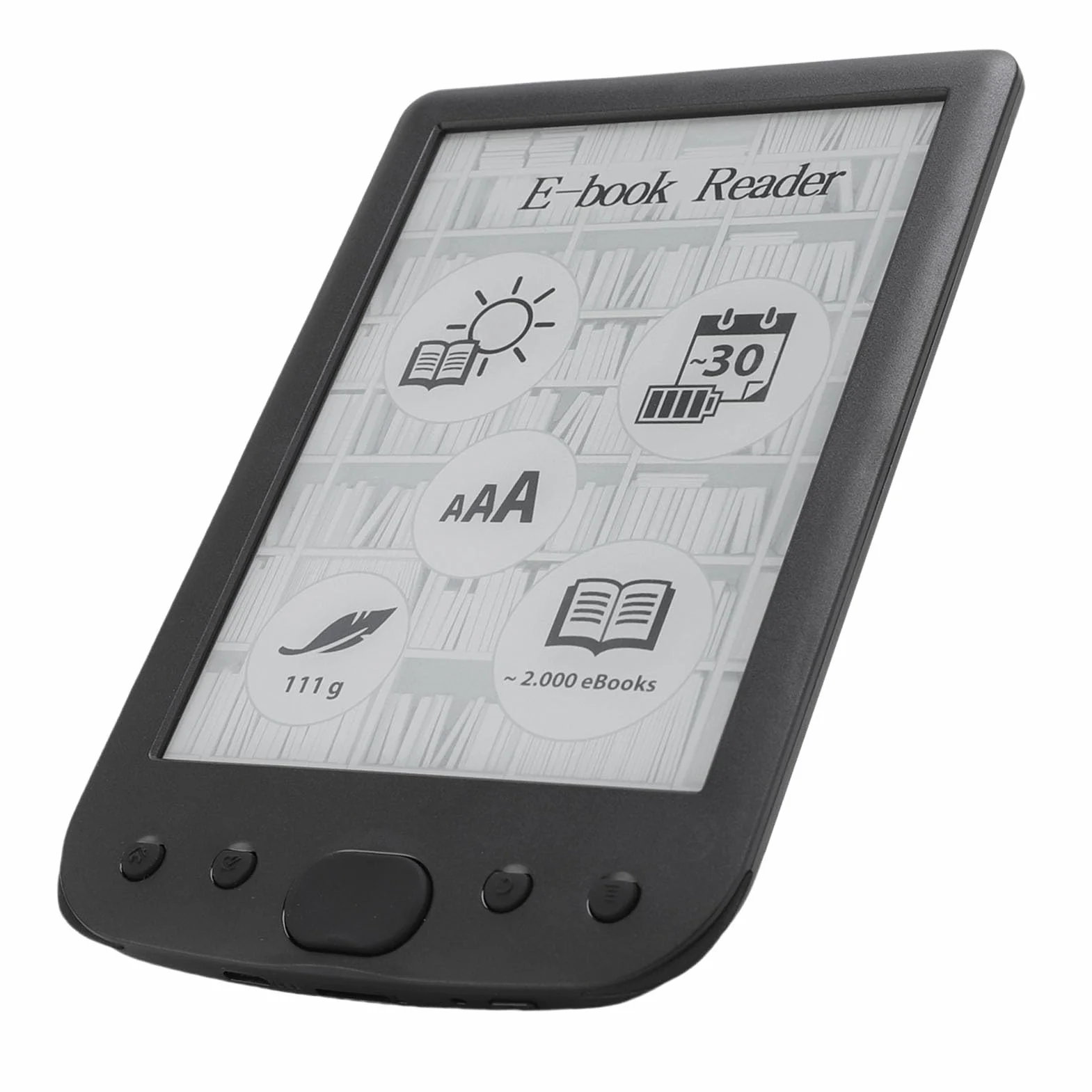 Generic E Reader, 6 -calowy Czytnik Książki Regulowane Rozmiary Czcionek Przyjazny Oko z ochronną obudową dla Domu Przyjaznego (16GB)