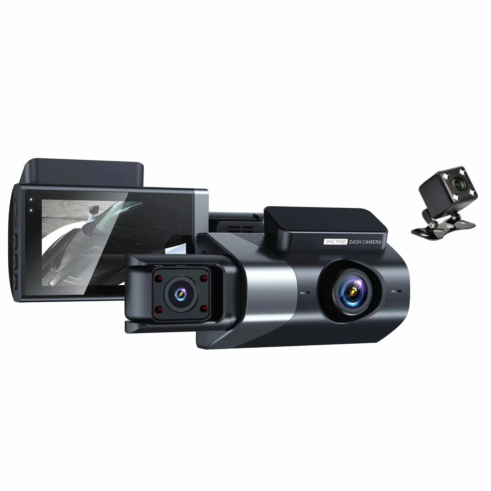 docooler Dash Cam z potrójną kamerą 1080P HD DVR samochodowa kamera bezpieczeństwa ultra-szeroki kąt 170° nagrywanie w pętli nagrywania w nocy