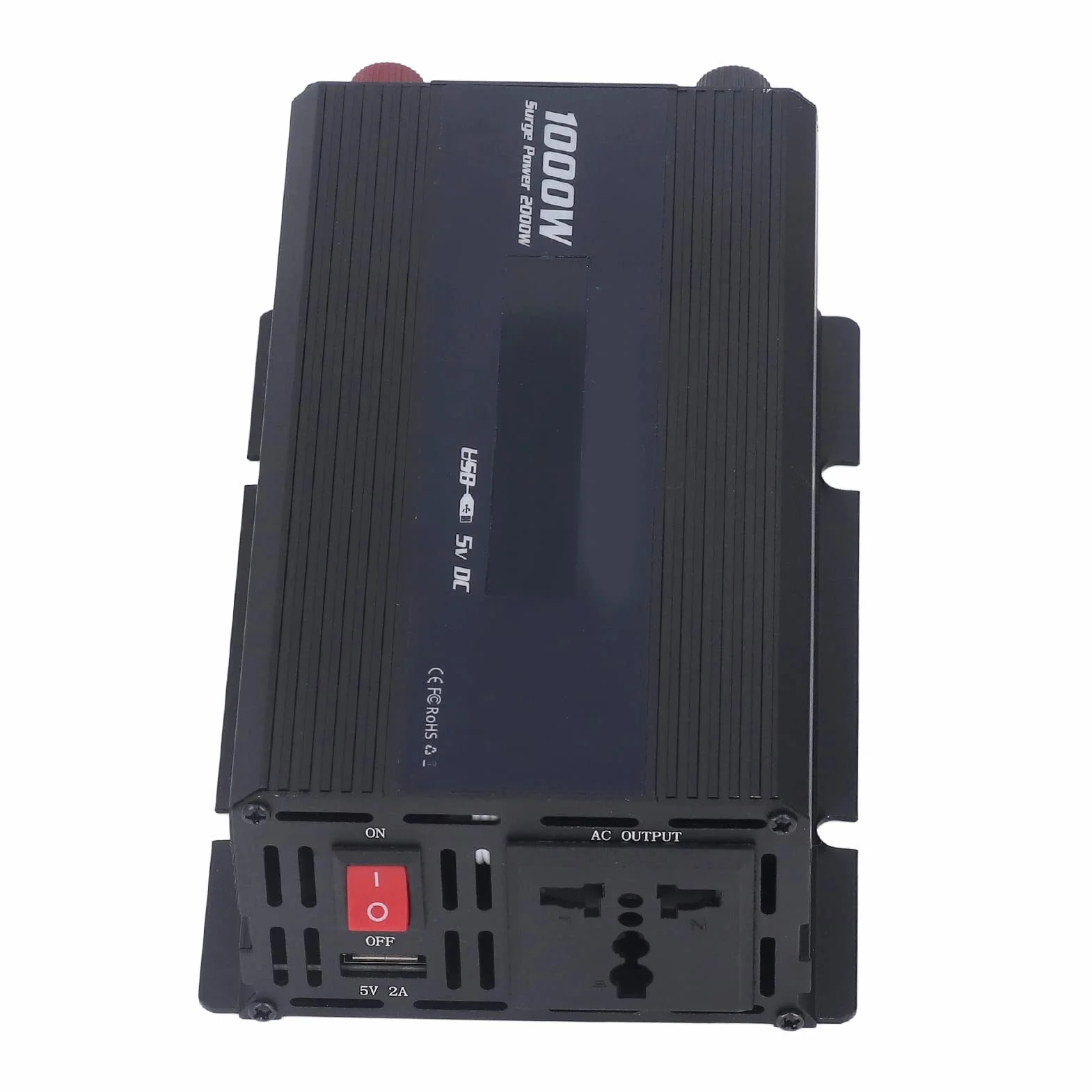 Ausla Przetwornica Samochodowa, Konwerter Prądu Stałego na Prąd Przemienny ze Stopu Aluminium 1000 W z Wyświetlaczem LED USB 5 V 2 A Wielokrotna Ochrona dla Samochodów Wycieczki Drogowe Kemping