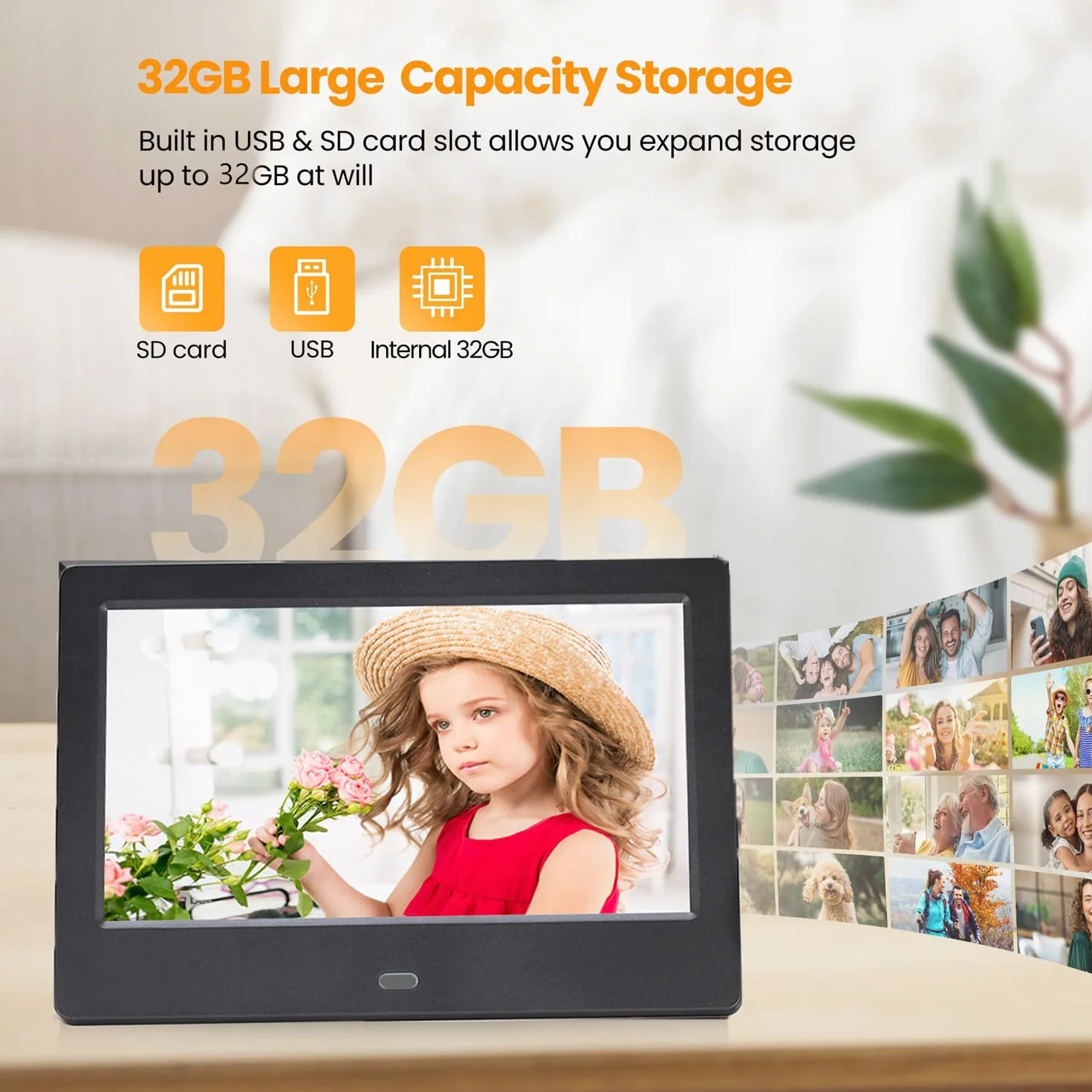 Cyfrowa ramka na zdjęcia z wyświetlaczem HD Wielofunkcyjny odtwarzacz multimedialny kompatybilny z muzyką wideo kalendarz i budzik Karta SD USB do 32 GB