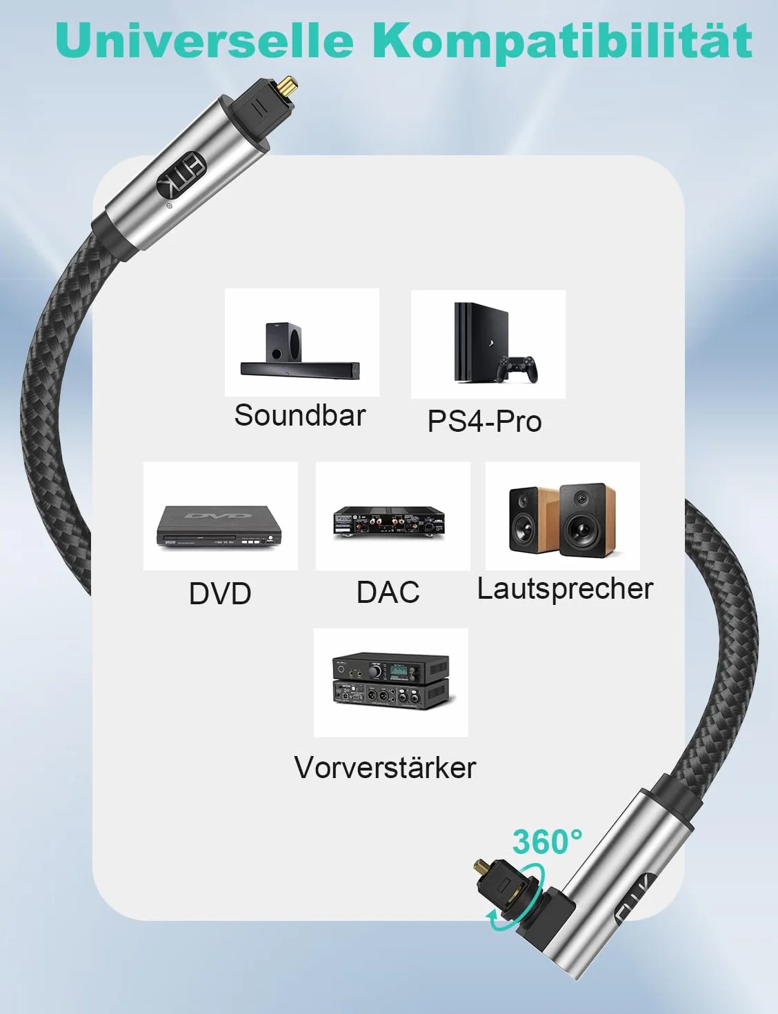 Kabel optyczny audio 90 stopni Toslink 3 m do telewizora soundbar