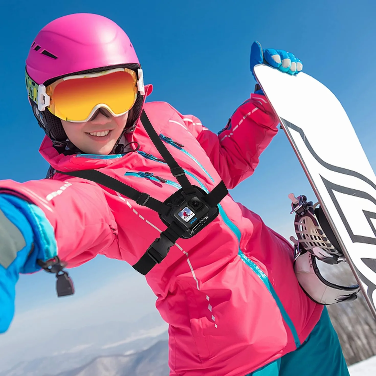 Suptig Uchwyt na klatkę piersiową, regulowany pasek na klatkę piersiową, oddychający materiał do Gopro Hero 12 Hero 11 Hero 10 Hero 9 Hero 8 Hero 7 Hero 5 Hero 4 Hero 3, DJI osmo i innych kamer