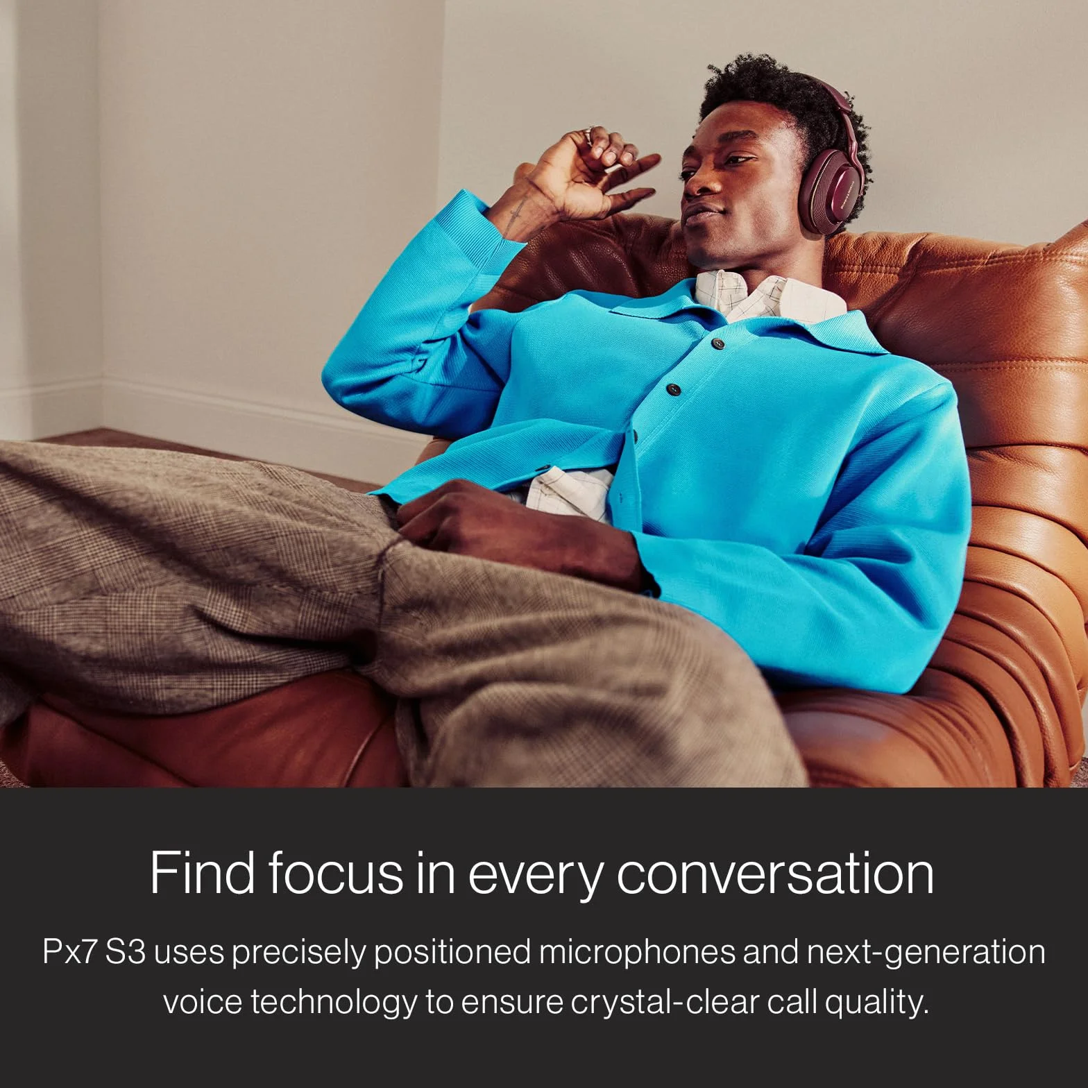 Bowers & Wilkins Słuchawki nauszne Px7 S3 z redukcją szumów, bezprzewodowe, aptX™ Lossless, szybkie ładowanie, 30 godzin odtwarzania, 8 wbudowanych mikrofonów - niebieski (Frostblau)