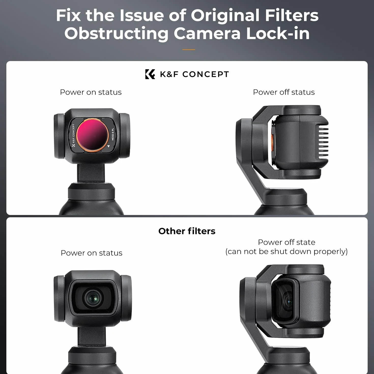 K&F Concept 4-pak - ND8/PL, ND16/PL, ND32/PL, ND64/PL kompatybilny z Osmo Pocket 3, neutralna optyka kolorów, wielowarstwowe powłoki ND filtry polaryzacyjne