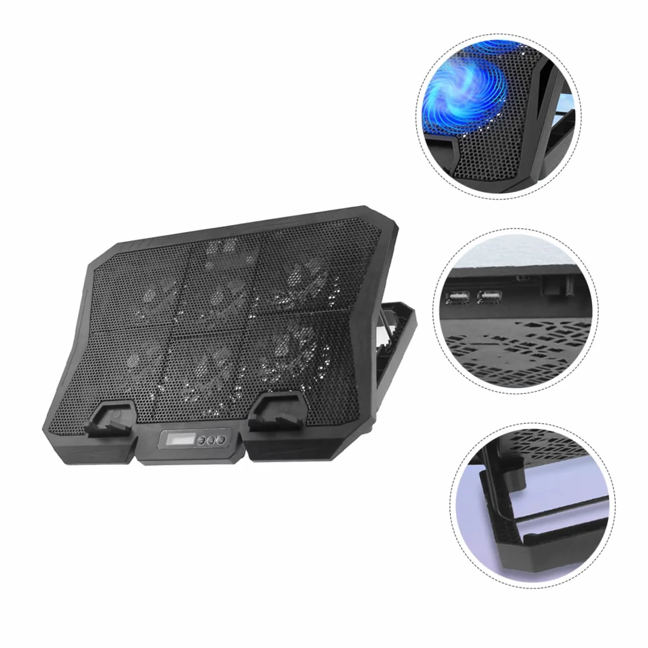 Regulowany Stojak pod Laptop z Wentylatorem Chłodzącym Stabilna Podstawka Pc Cooler z Portem USB Przenośny i Cichy Laptop Fan Cooling Pad Idealny Do Pracy i Podróży