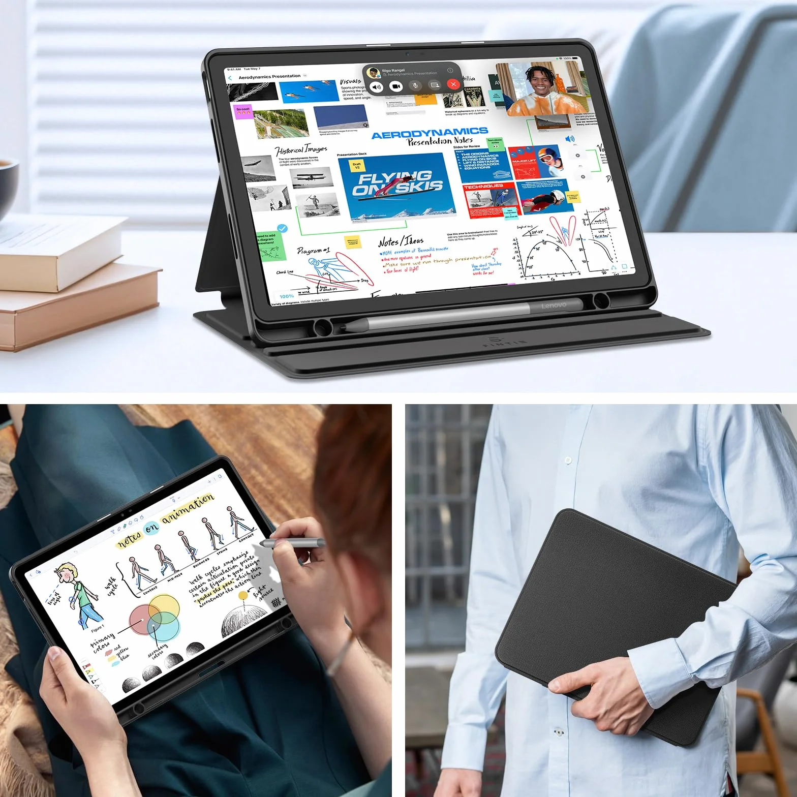 Fintie Etui ochronne na Lenovo Idea Tab 11 cali 2025 TB-336ZU TB-336FU, Slim TPU Folio z uchwytem na rysik, czarne