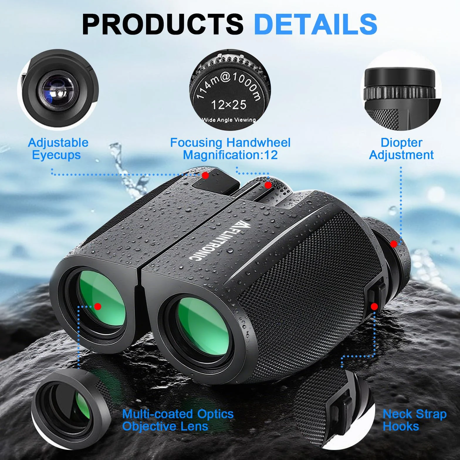 flintronic Lornetka 12 x 25 dla dorosłych i dzieci
