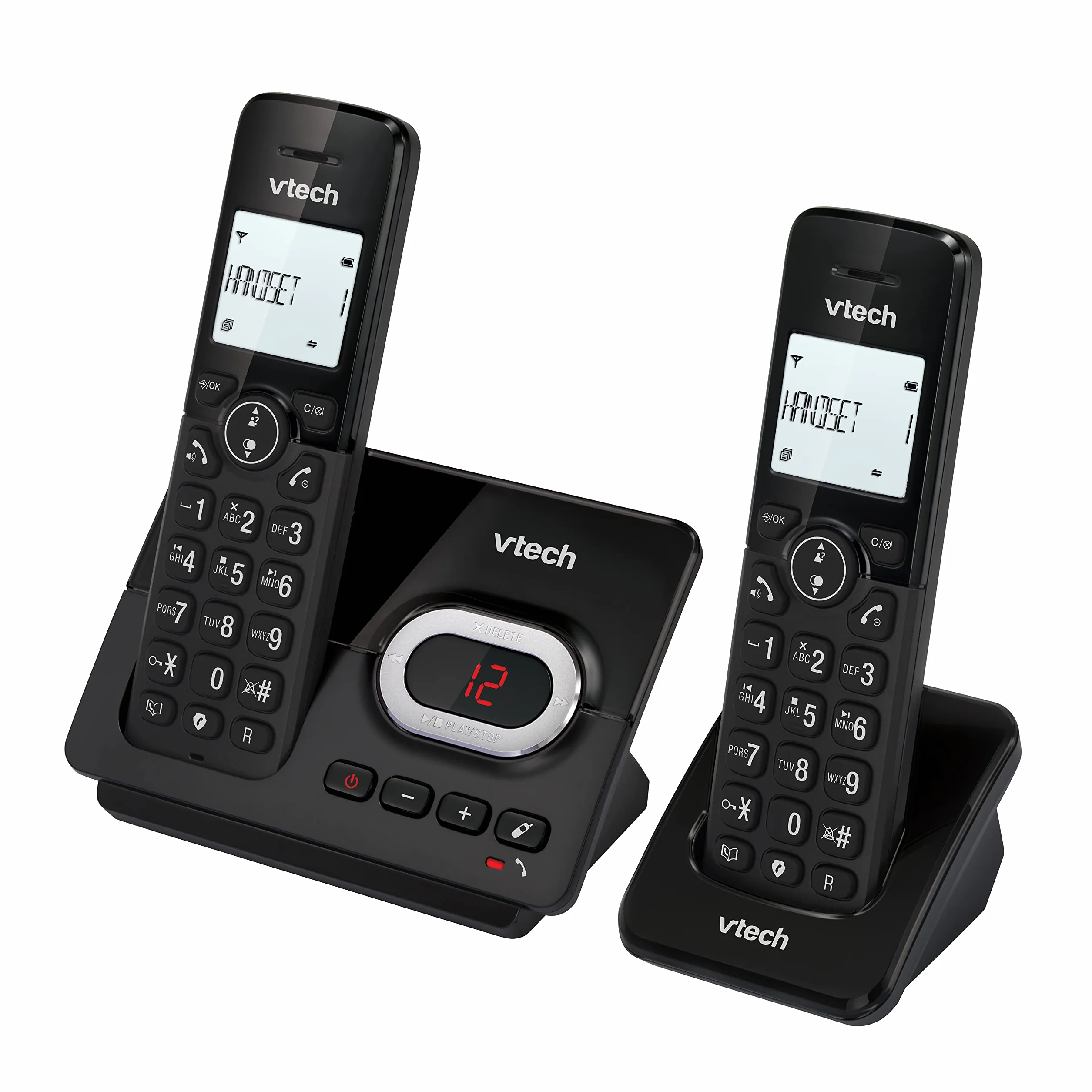 Telefon bezprzewodowy z automatyczną sekretarką i dwiema słuchawkami