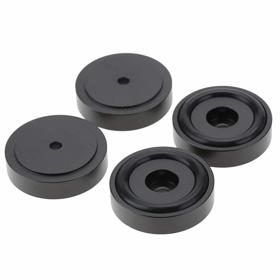 Garsent 4 szt. podkładki do wzmacniaczy, 40 x 10 mm, stop aluminium, uniwersalne, miedziane, kolce, podkładki, izolacja, piaskowanie, wzmacniacz, podkładki, stopy, czarne, 4 szt