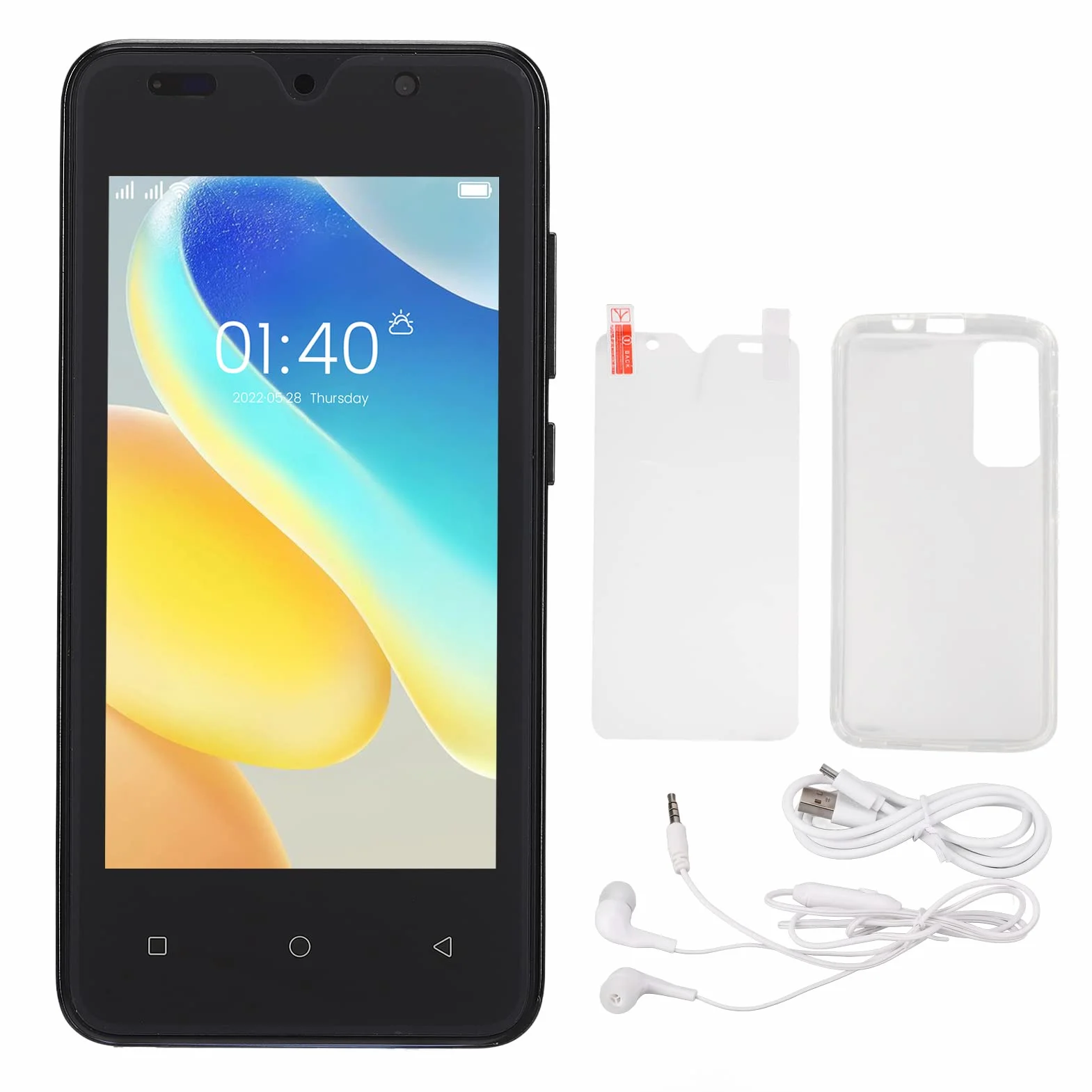 Odblokowany Smartfon, Ekran HD 4,66 Cala, Bateria 2800 MAh, Pamięć RAM 1 GB ROM 8 GB Rozpoznawanie Twarzy, Dual SIM GSM Unlocked 4G LTE Model Międzynarodowy(Czarny)