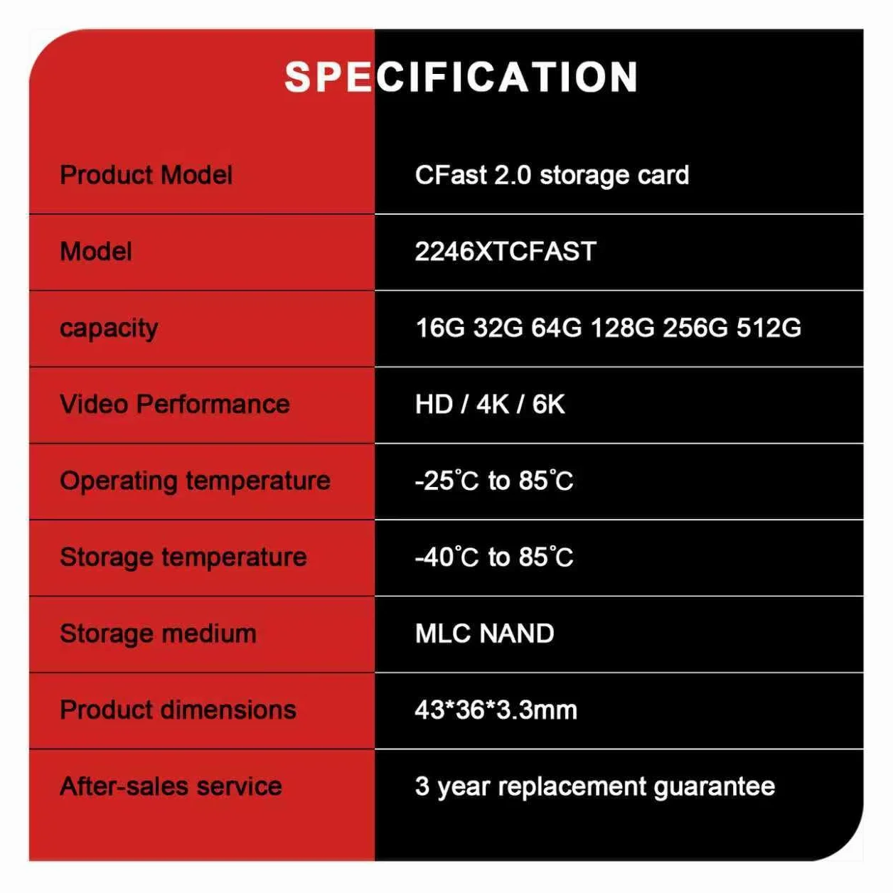 Karta pamięci CFast 2.0 128 GB High Speed do nagrywania wideo 4K i HD, kompatybilna z profesjonalnymi aparatami fotograficznymi