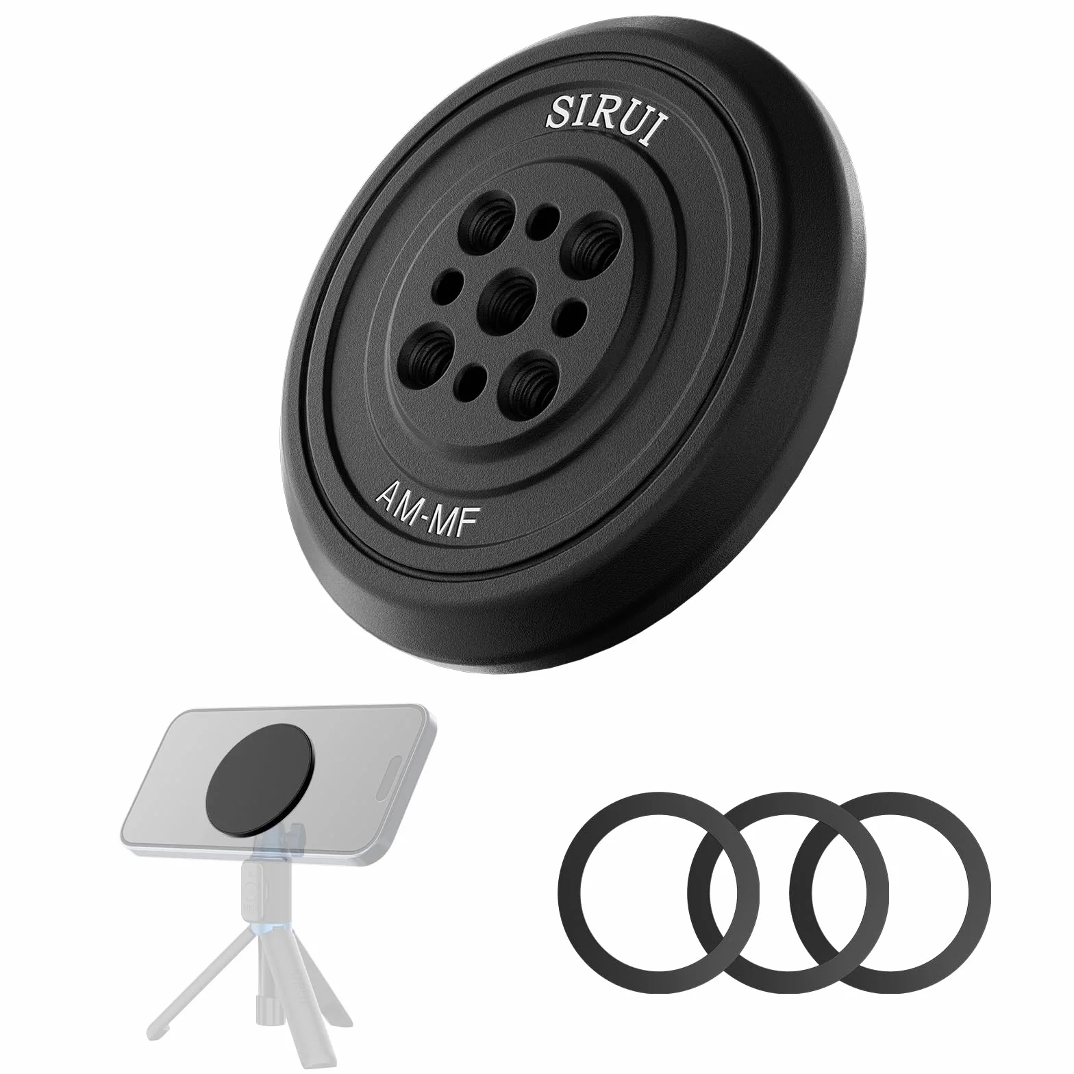 SIRUI Magnetyczny adapter do statywu dla telefonu z 3 pierścieniami samoprzylepnymi kompatybilny z MagSafe do iPhone 15, 14, 13, 12