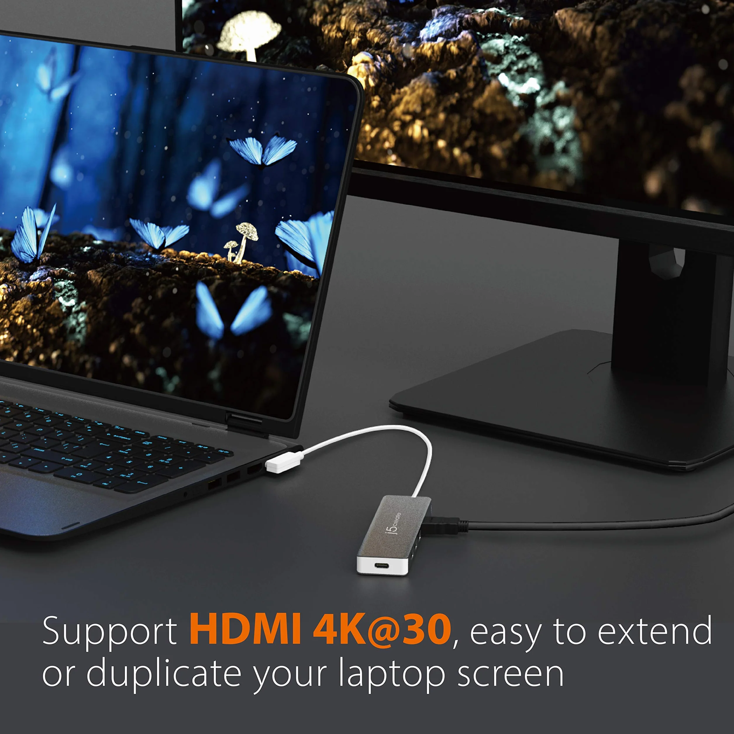 j5create 9 w 1 USB-C Hub - SuperSpeed+ adapter typu C z Ethernet, microSD/SD 4.0, 4K HDMI, USB-C 3.1 Gen2, PD 100 W kompatybilny z MacBook Pro/Air, XPS, Chromebook i innymi laptopami USB C