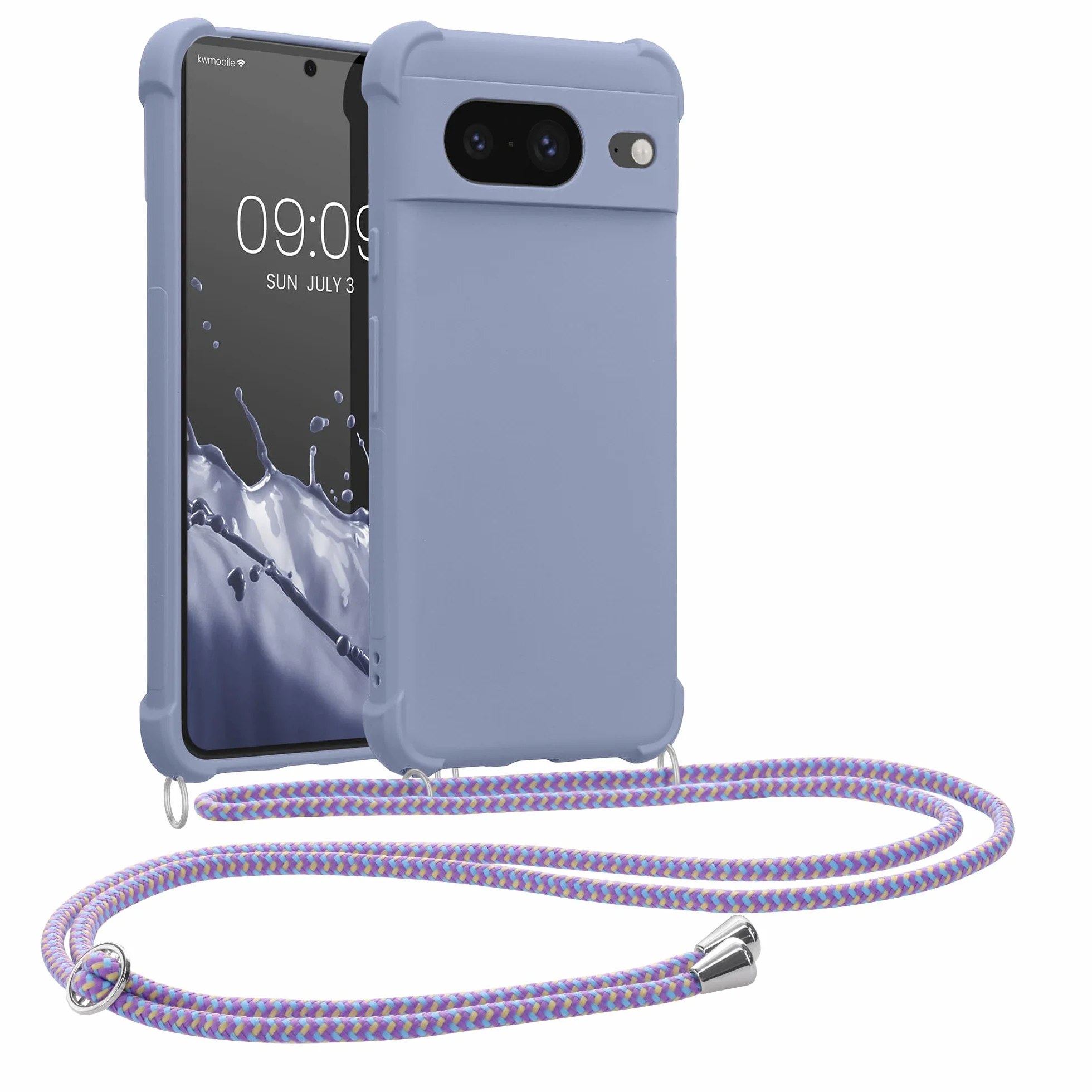kwmobile Etui crossbody kompatybilne z Google Pixel 8 – silikonowe etui z TPU z paskiem – lawendowe