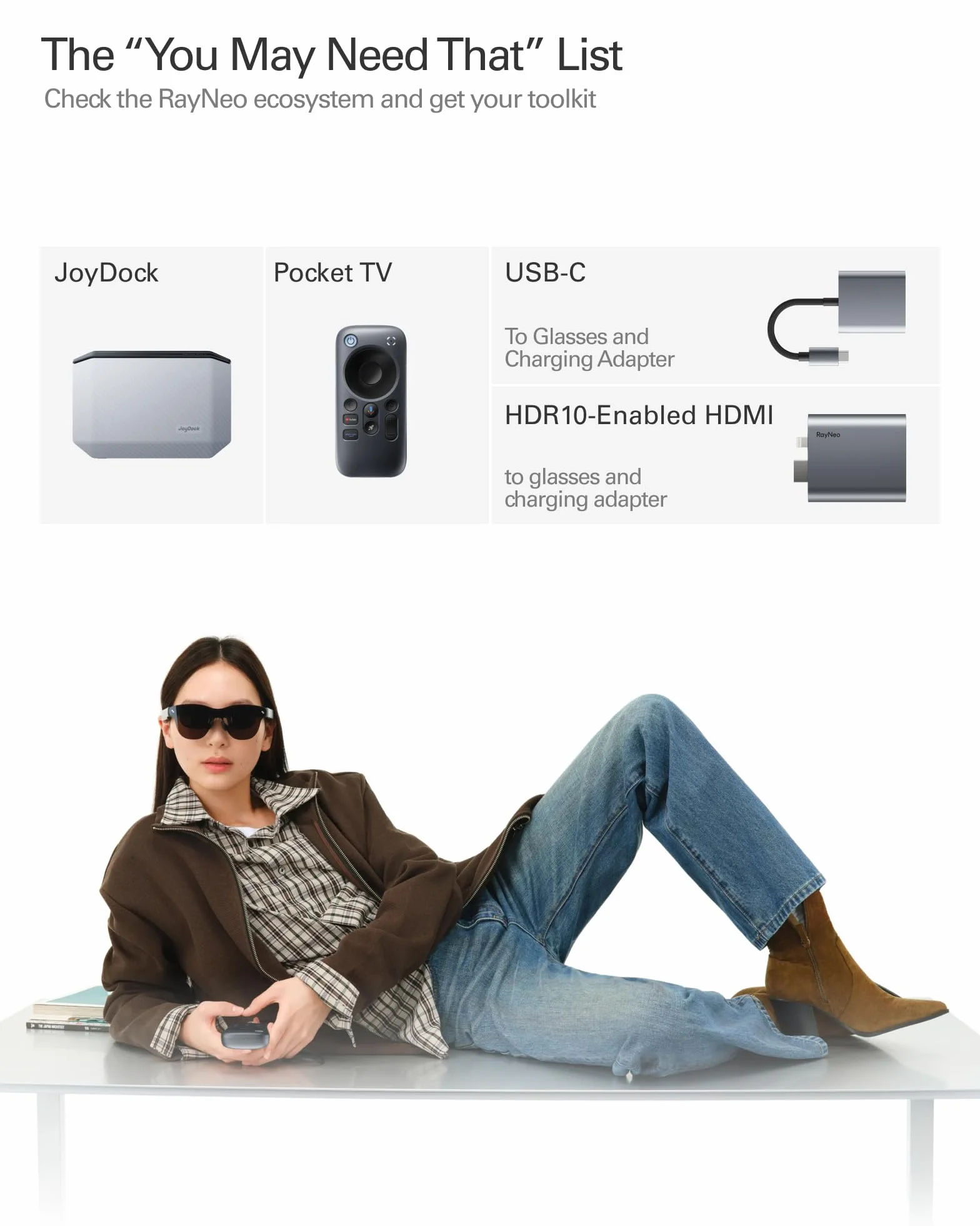 RayNeo Air 4 Pro Okulary AR/XR, Wyświetlacz HDR10, Chip Vision 4000, Wirtualne Kino 201 cali, Dźwięk przez Bang & Olufsen, Okulary 3D do Filmów i Gier dla iPhone 17,16,15/Android/Mac/Steam Deck/PS4/5