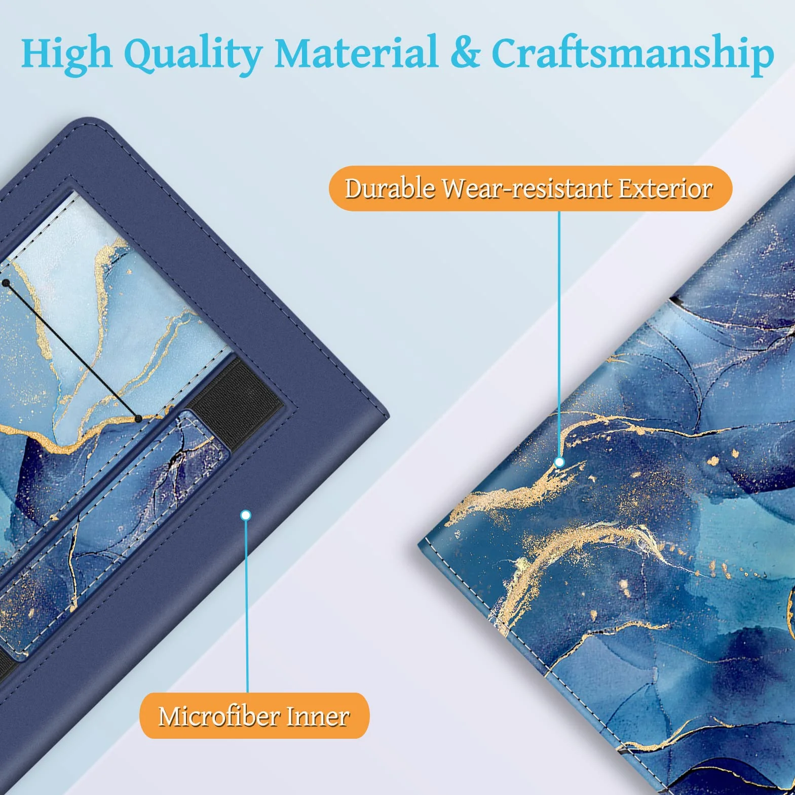 Fintie Etui do 6-Calowy Kindle (11. generacji) - 2024/2022, Kickstand Etui Ochronne z Paskiem na Rękę i Funkcją Auto Sleep/Wake dla Kindle Basic 2024, Ocean Marmur